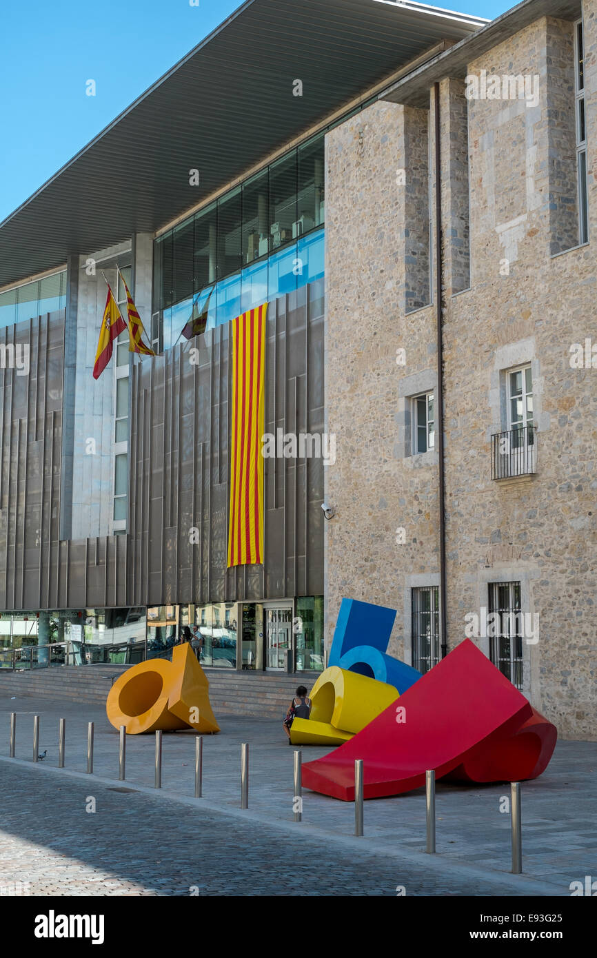Photograph of the exterior of the catalan Government building in the city of Girona, Ctaalunya. Stock Photo