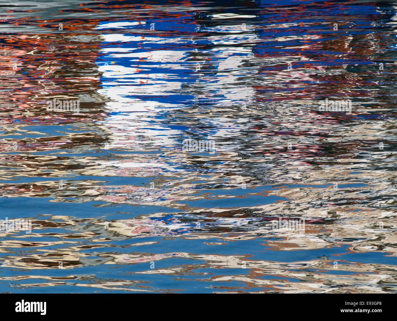 Summer, sun, sea and boats, an abstract reflected impression of a Mediterranean holiday, Samos Greece Stock Photo