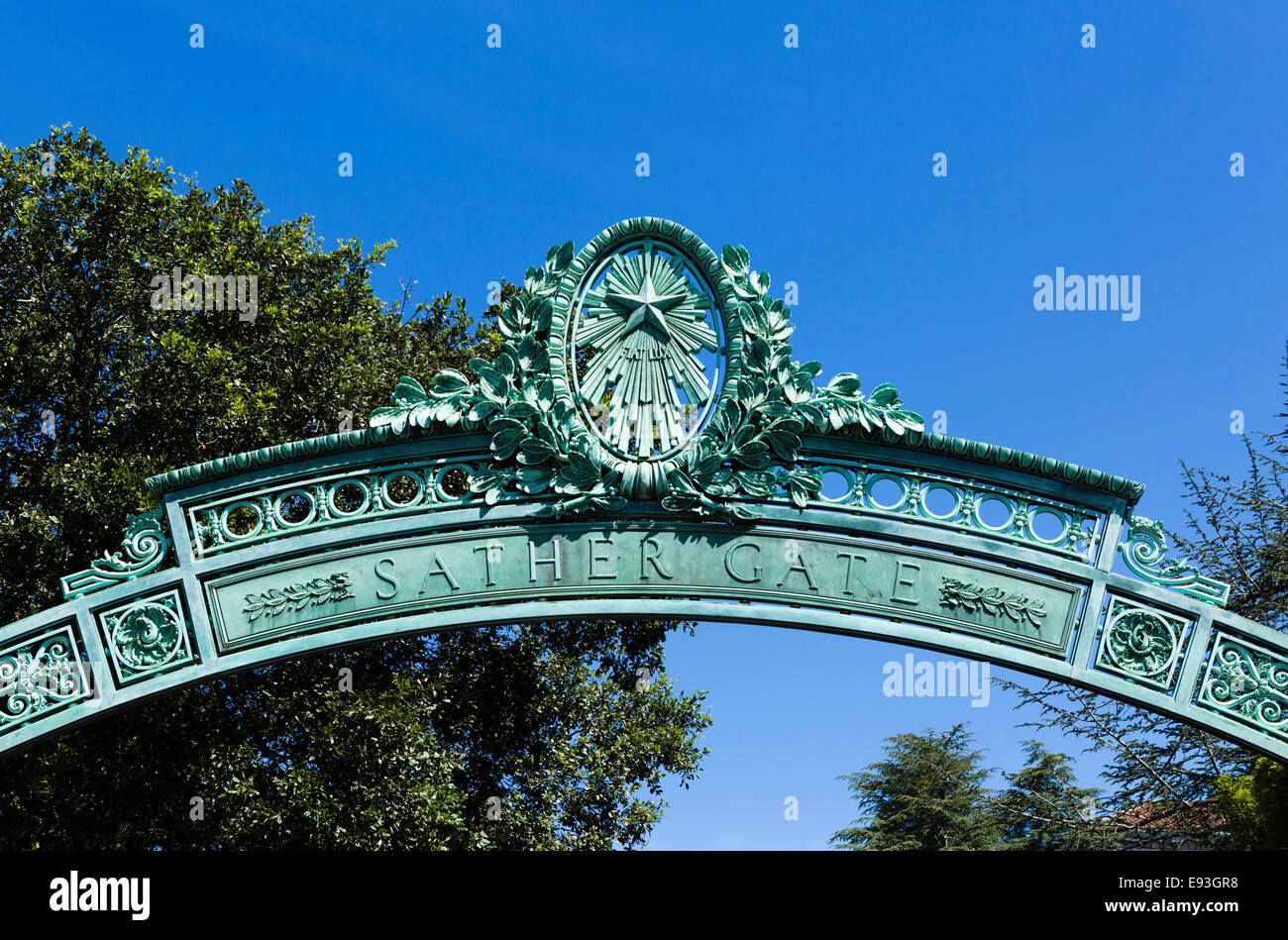 Sather Gate entrance to University of California Berkeley, Berkeley, California, USA Stock Photo
