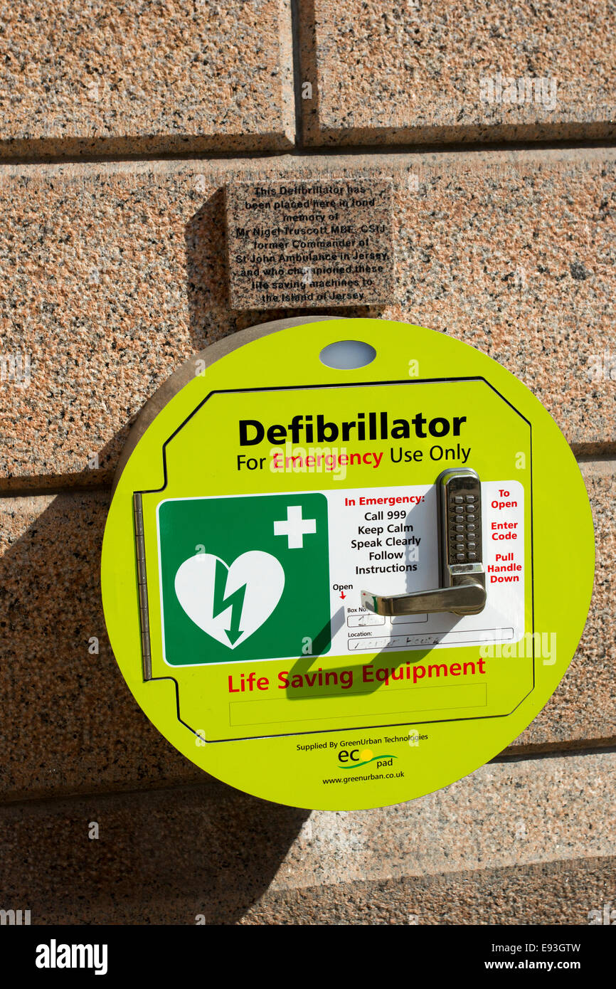 Defibrillator for emergency use only Life saving equipment wall