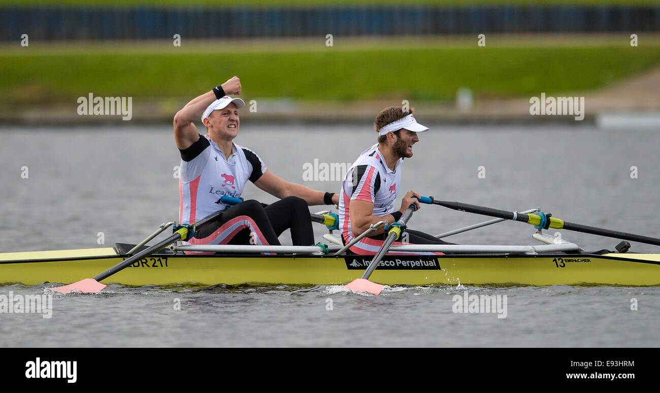 Nottingham, UK. 18th Oct, 2014. British Rowing Championships. John Collins and Jonathan Walton of Leander Club become National Champions by Winning the Mens Doubles final Credit:  Action Plus Sports/Alamy Live News Stock Photo
