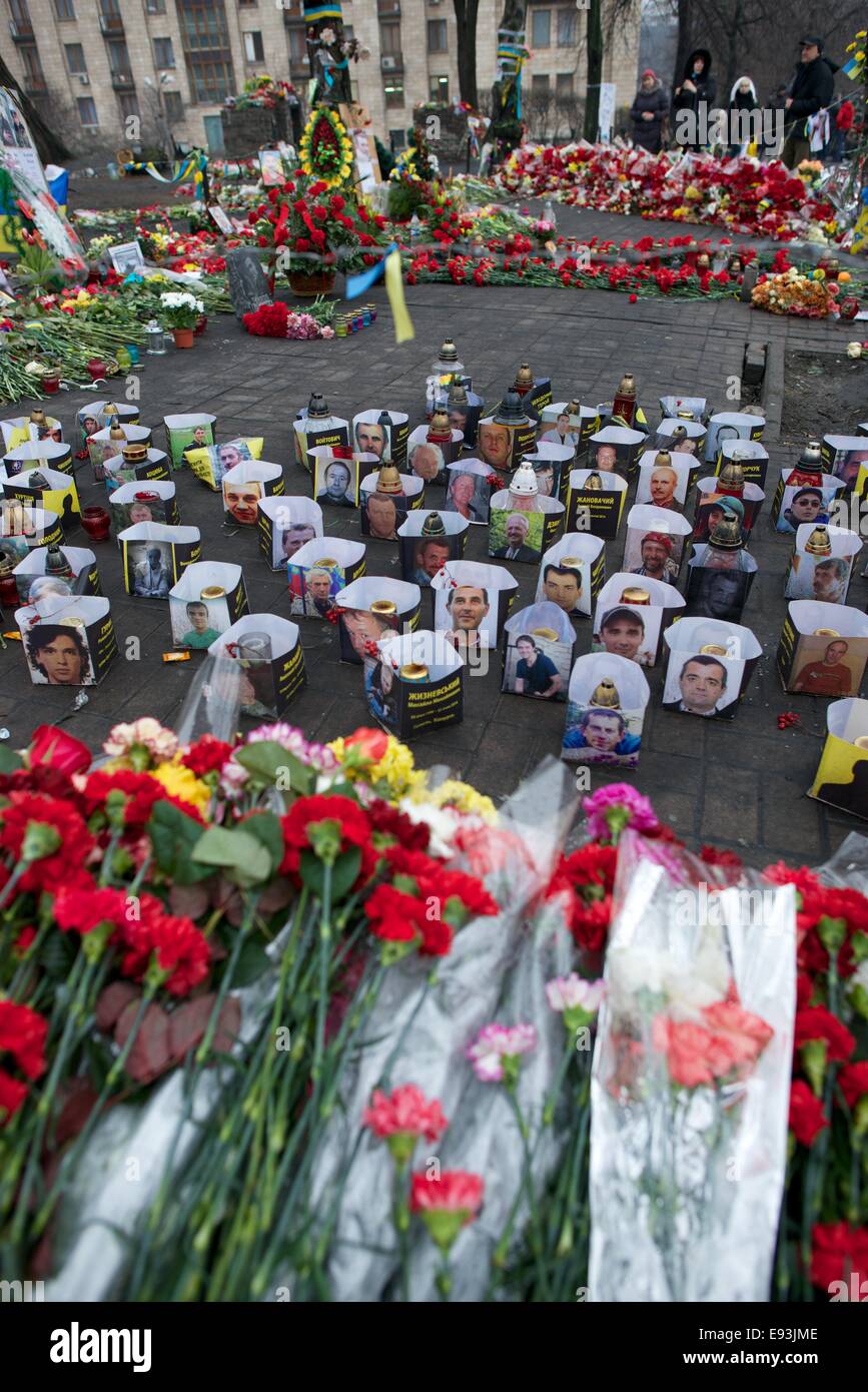 Memorial to the Maidan protestors who died by sniper fire Stock Photo