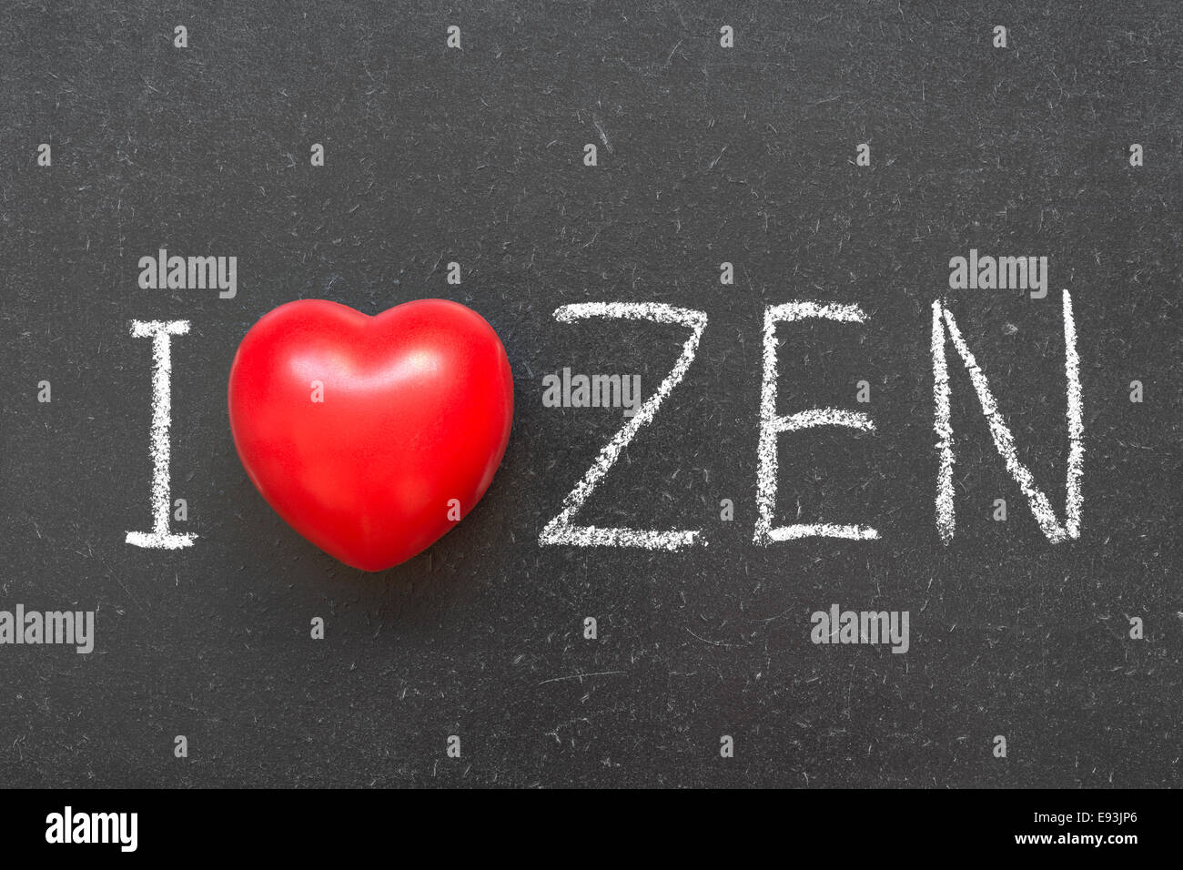 I love Zen phrase handwritten on chalkboard with heart symbol instead