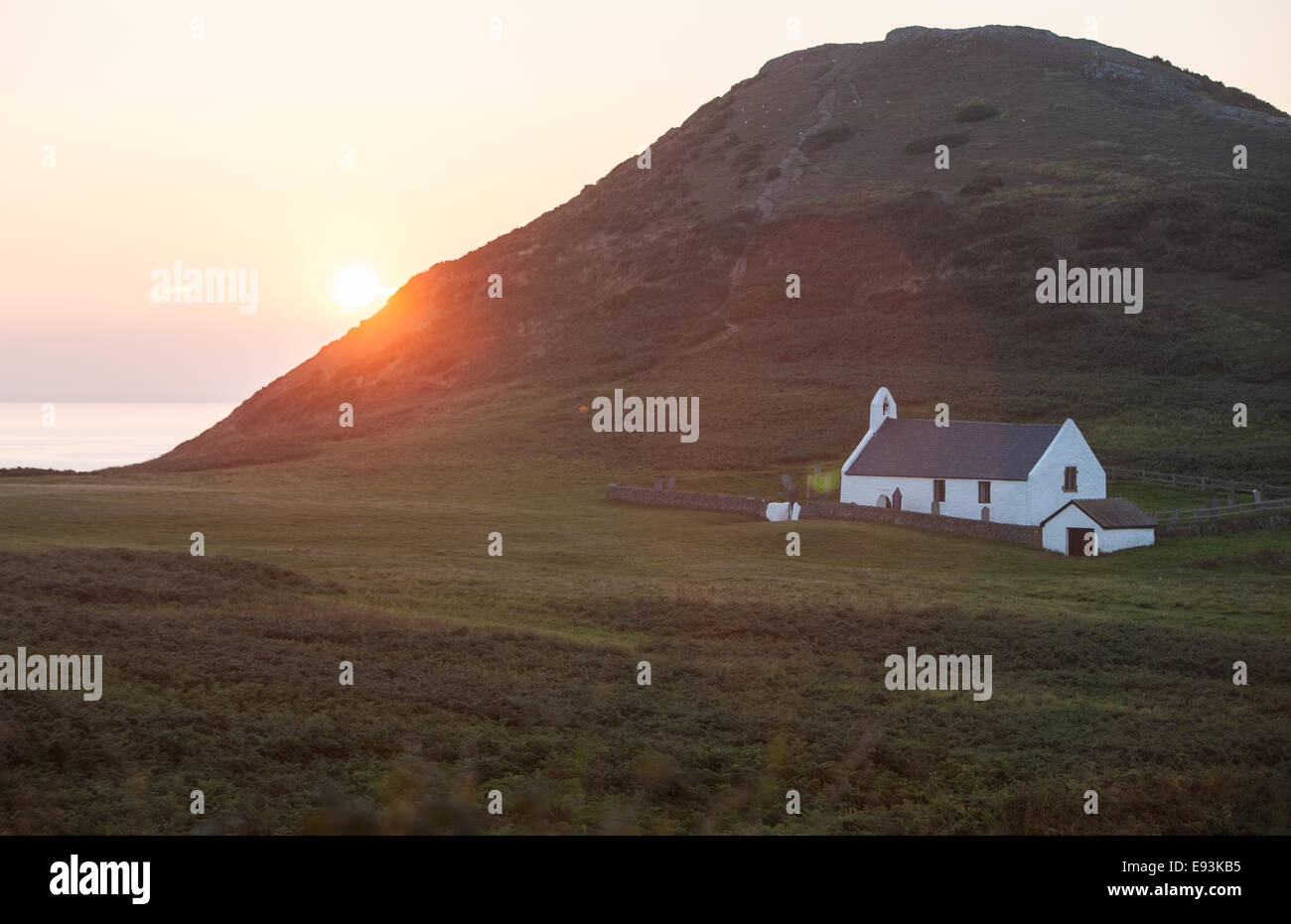 Church at Mwnt,on coast above Cardigan Bay,Ceredigion,West Wales.Mwnt ...