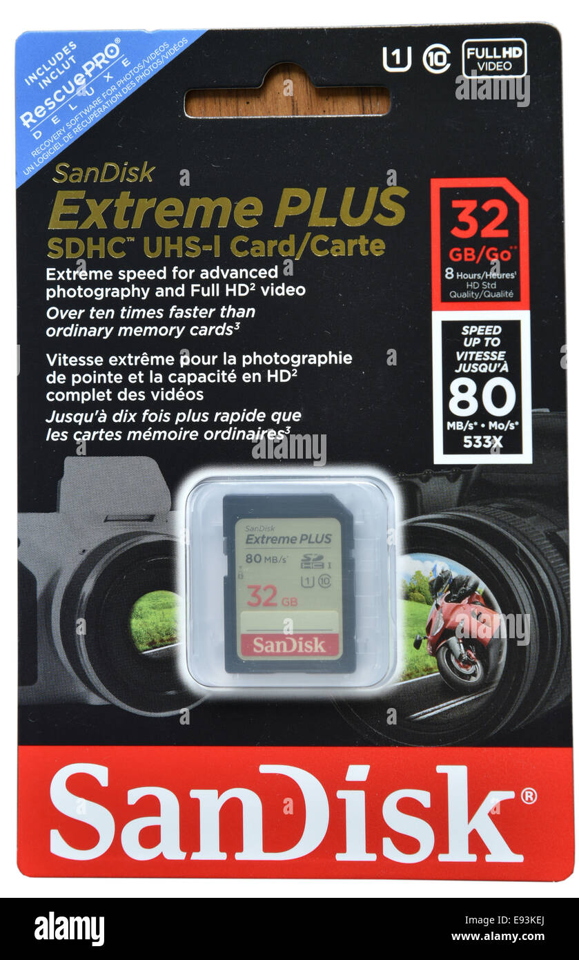 A Sandisk 32GB SD card Stock Photo
