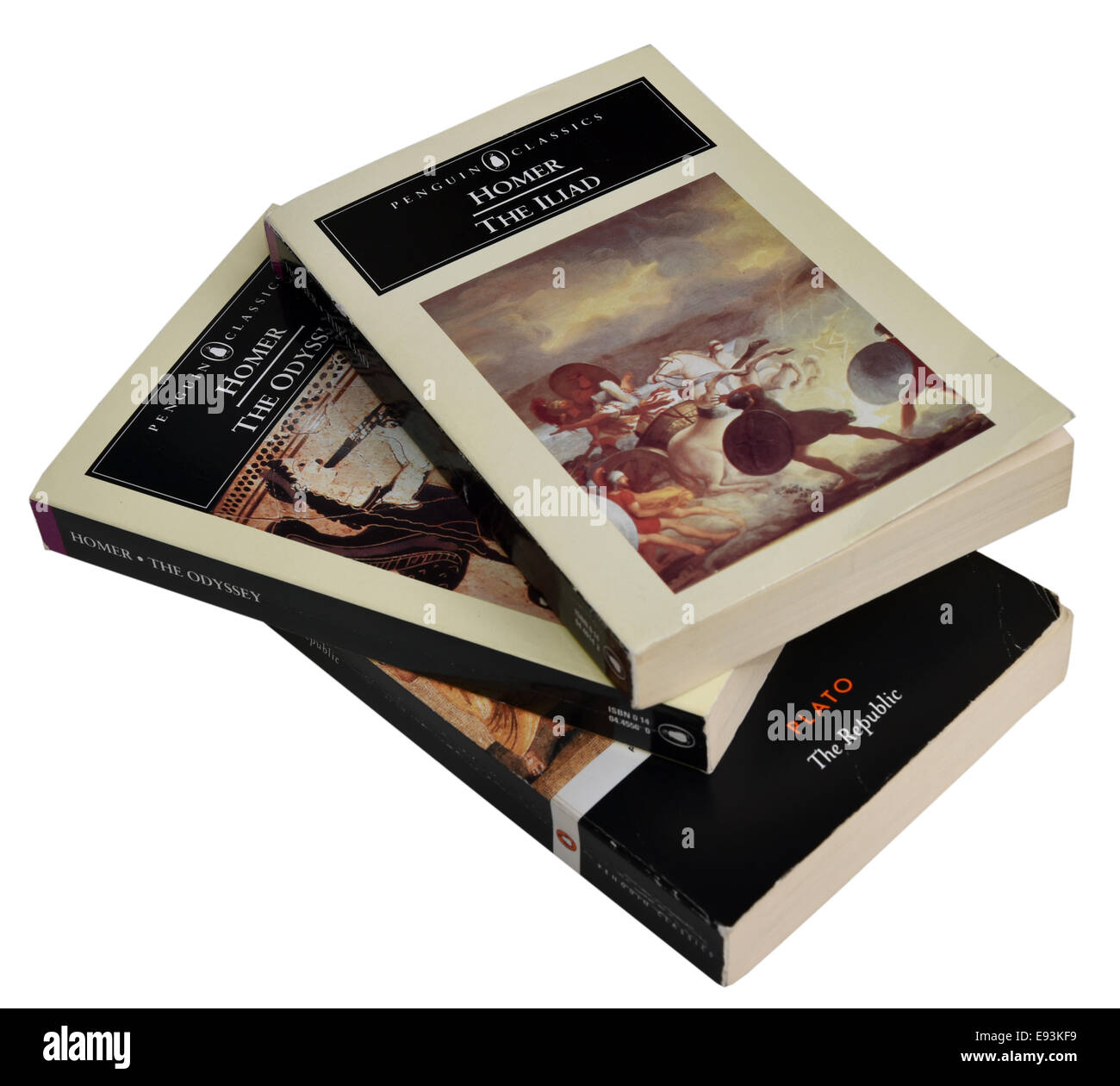 The Odyssey, The Iliad and The Republic, classics of Greek literature Stock Photo