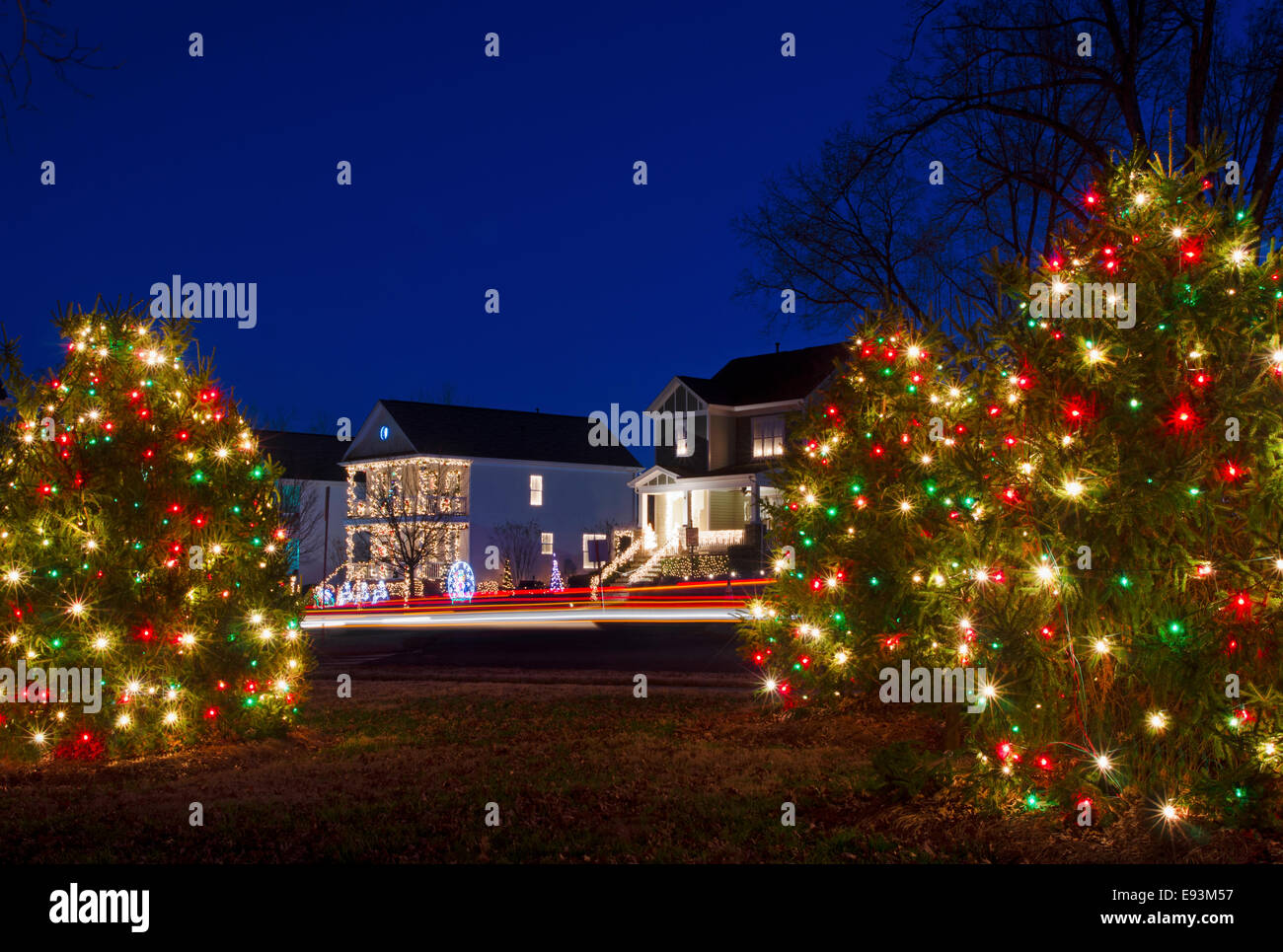 These traditional, Victorianstyle homes in a Christmas town/village