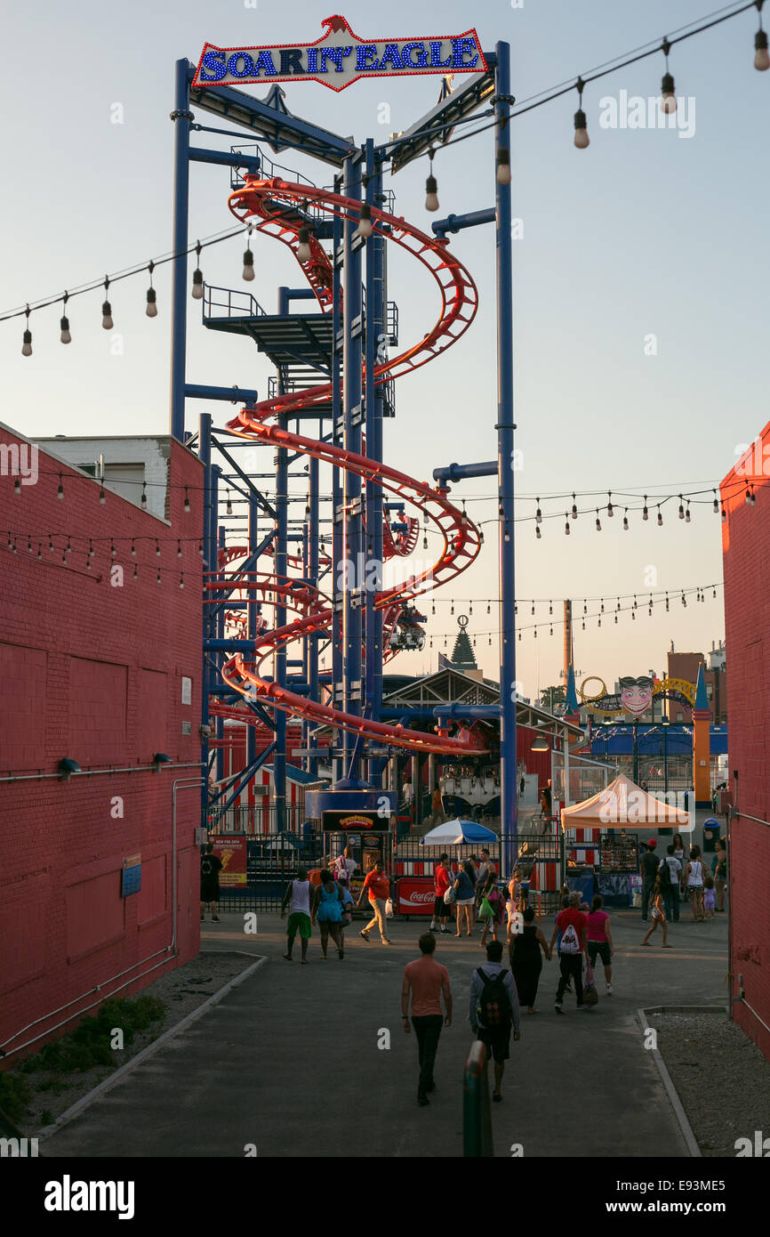 Soarin Eagle roller coaster at Coney Island, Brooklyn, New York Stock
