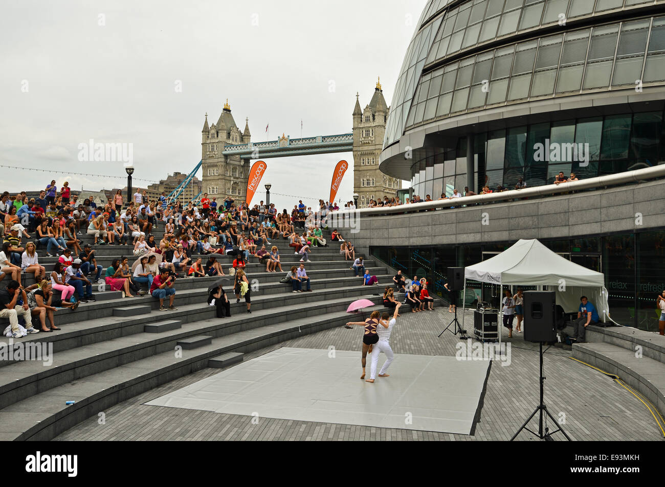 Performers at Southwark Embankment London United Kingdom Stock Photo