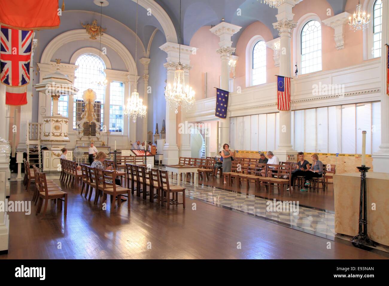Interior view of Saint Paul's Chapel, Lower Manhattan, New York City, USA Stock Photo