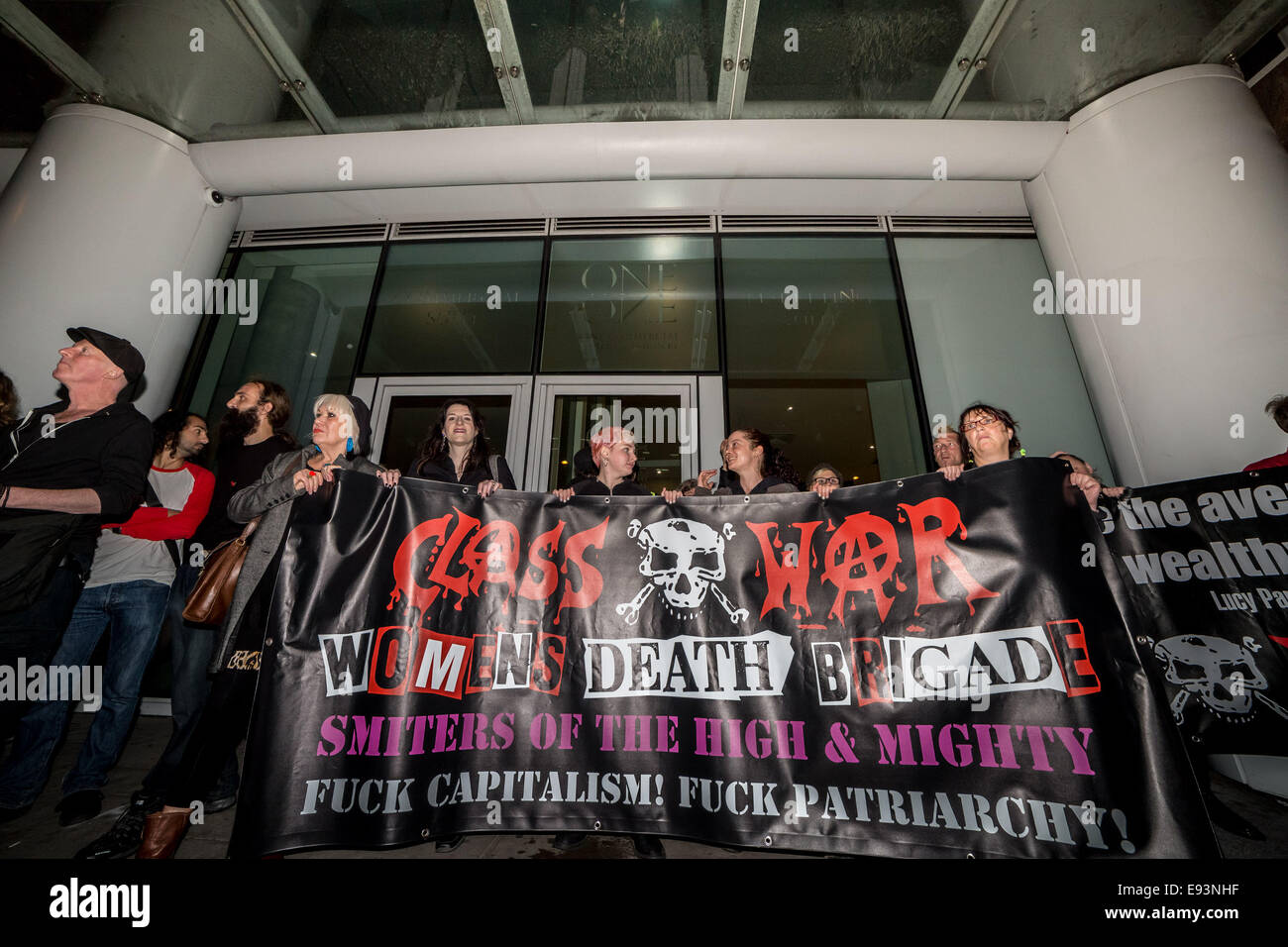 London, UK. 18th Oct, 2014.  Class War 'Poor Door’ social segregation protest 2014 Credit:  Guy Corbishley/Alamy Live News Stock Photo