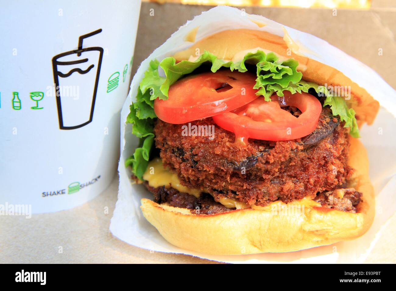 Shack stack burger at Shake Shack, New York City, USA Stock Photo - Alamy