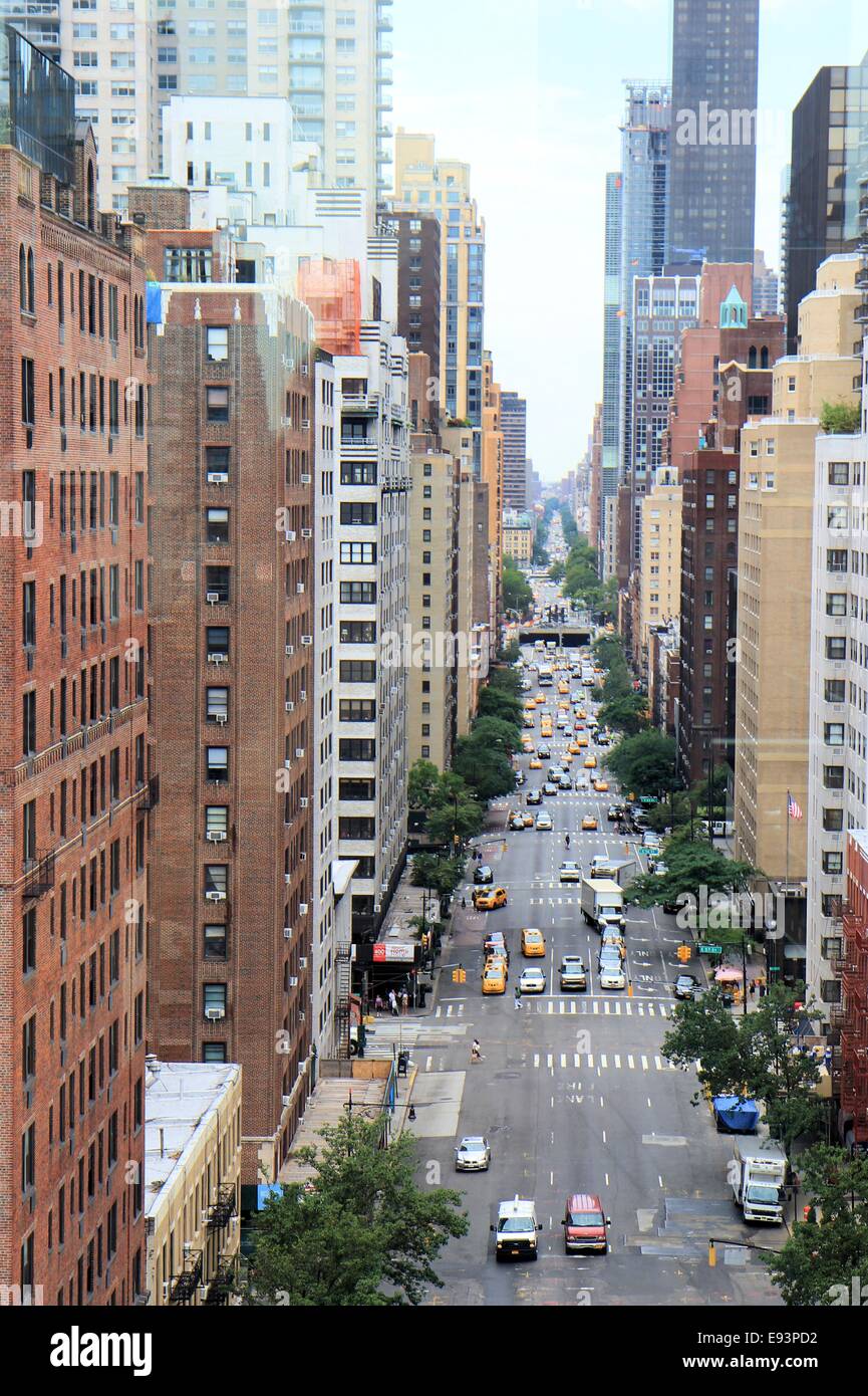 Aerial View Of Traffic On 1st Avenue New York City Usa Stock Photo