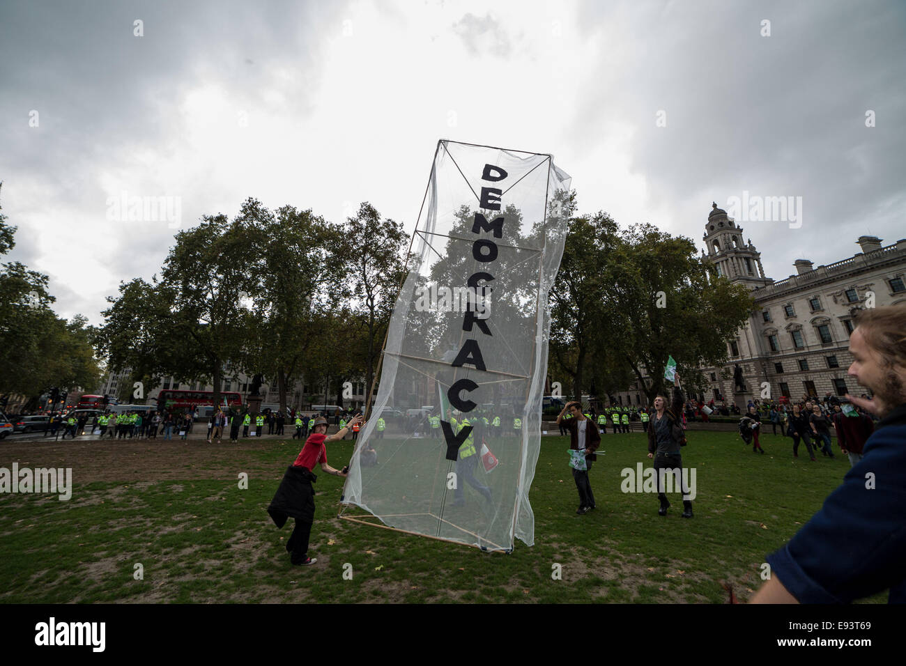 London, UK. 18th Oct, 2014. Day Two of Occupy Democracy Camp in Parliament Square Credit:  Guy Corbishley/Alamy Live News Stock Photo