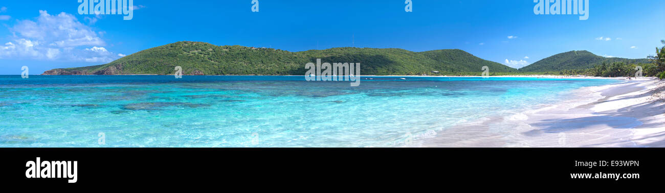 Beautiful panoramic of tropical beach Caribbean getaway of Flamenco Beach on Isla Culebra, Puerto Rico Stock Photo