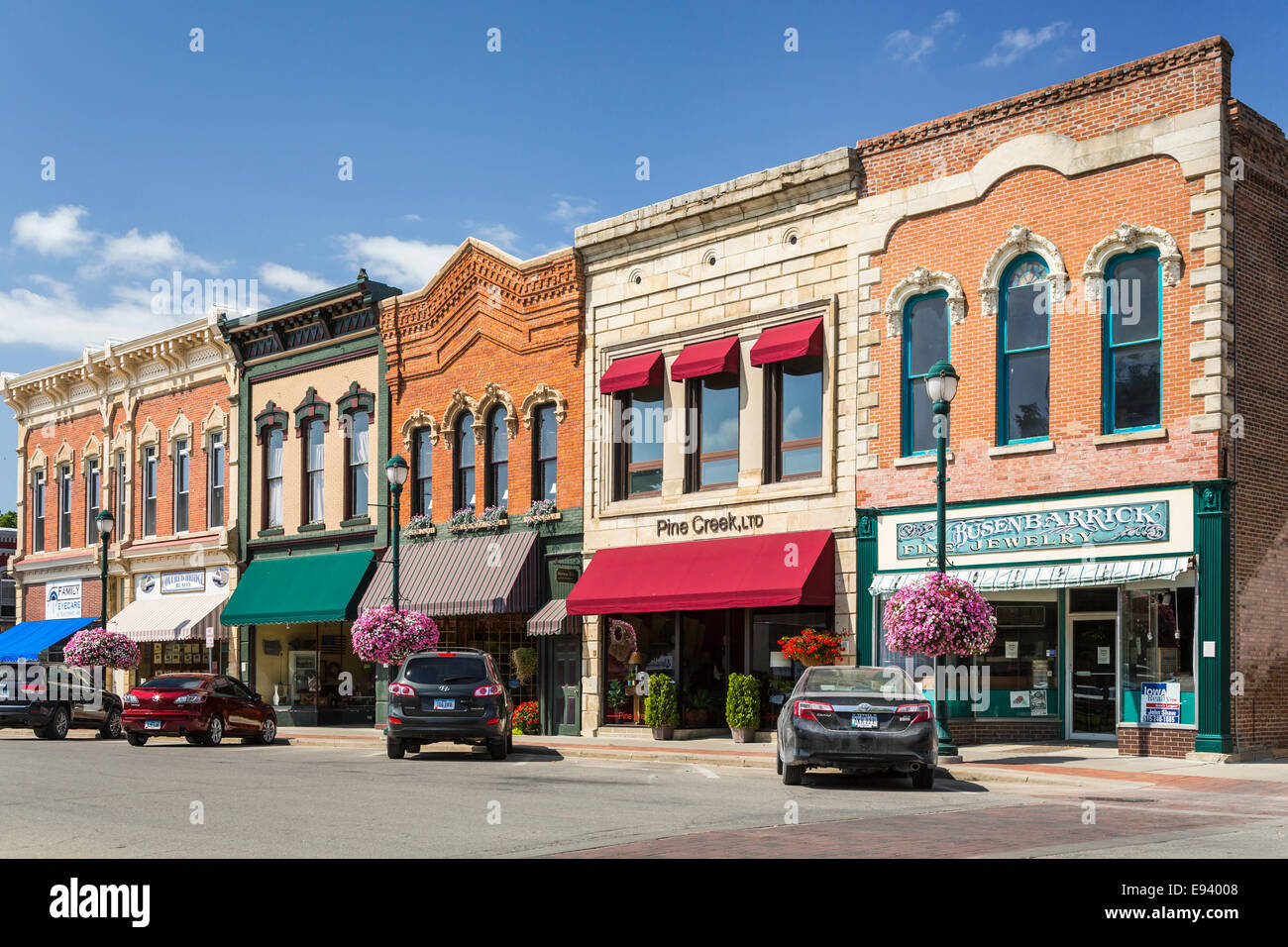 Historic downtown architecture on the streets of Winterset, Iowa, USA