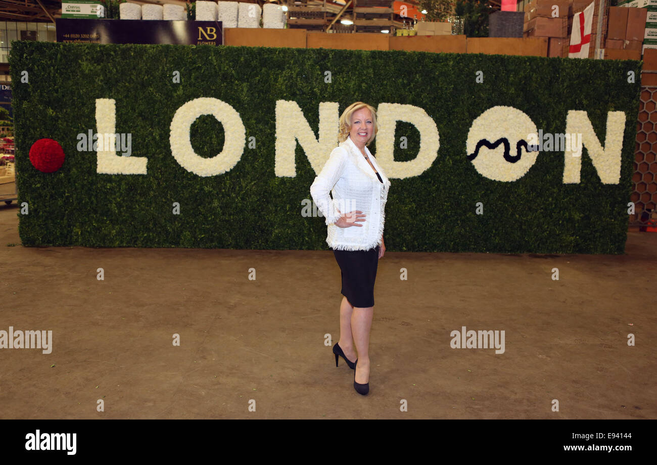 Deborah Meaden launches Dot London, the new web domain name for London, at New Covent Garden Market  ***THIS SET IS STRICTLY EMBARGOED UNTIL 14:00 WEDNESDAY 16TH APRIL***  Featuring: Deborah Meaden Where: London, United Kingdom When: 16 Apr 2014 Stock Photo