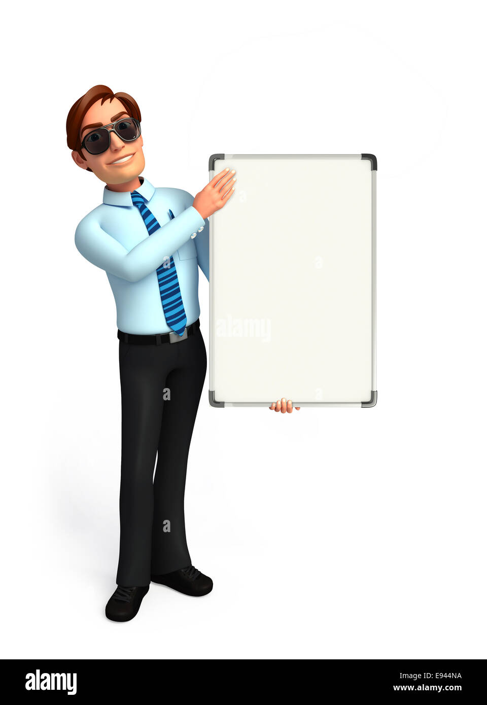 Illustration of service man with display board Stock Photo - Alamy