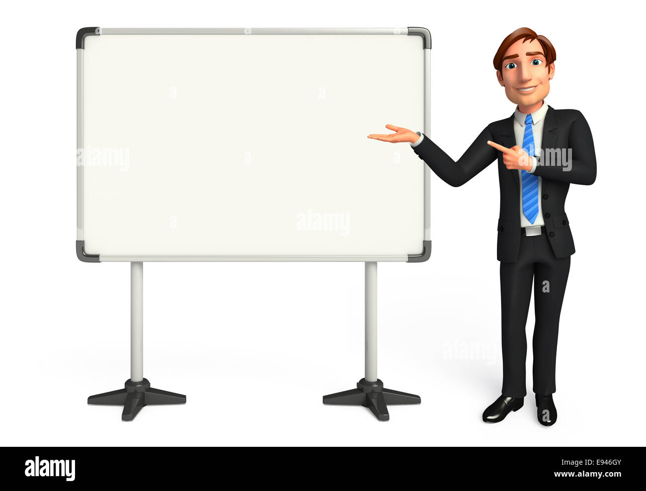 Illustration of Young Business Man with display board Stock Photo - Alamy
