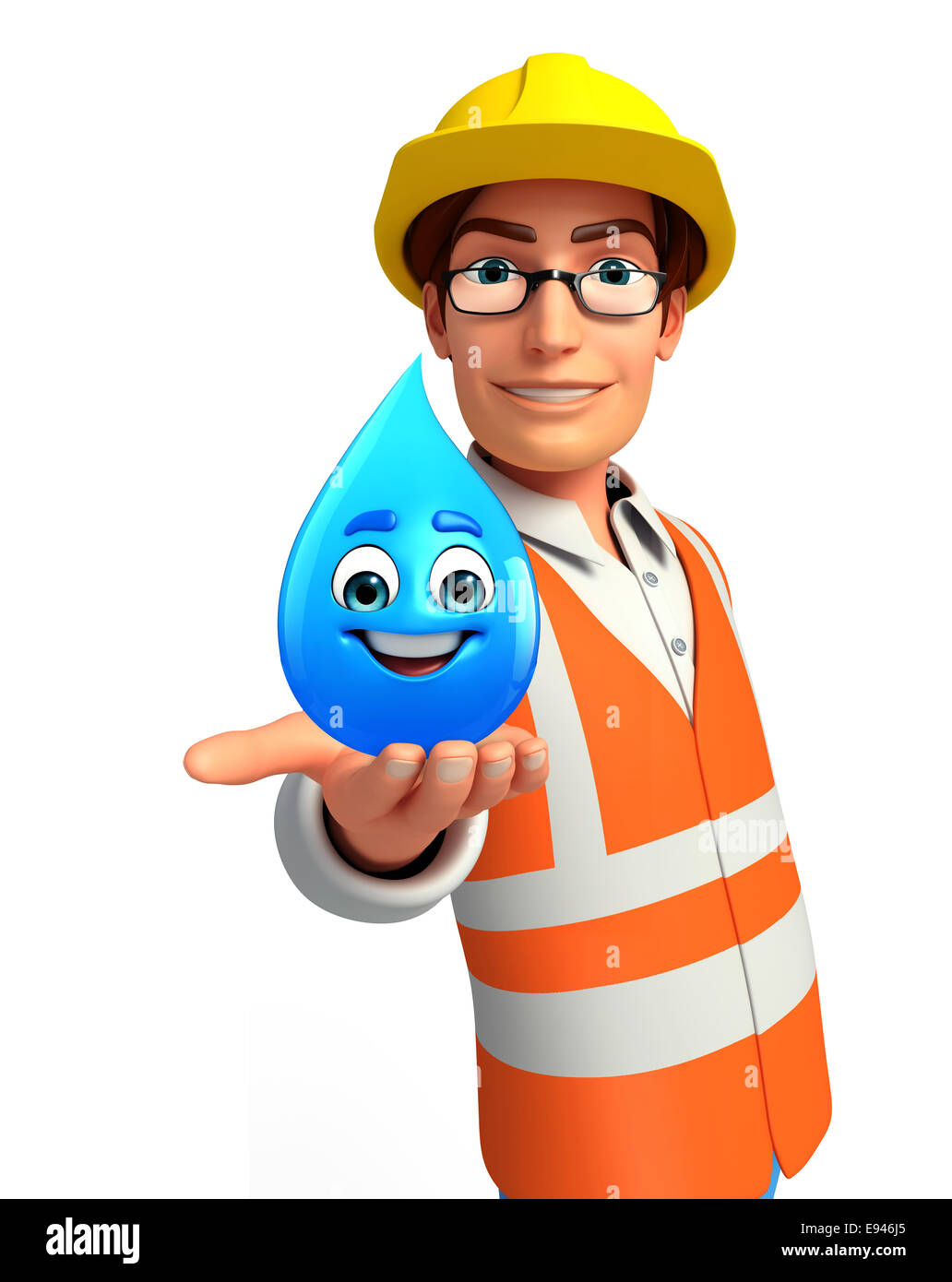Illustration of young worker with water drop Stock Photo Alamy