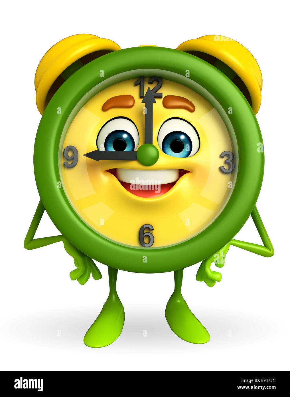 Cartoon Character of table clock is standing Stock Photo - Alamy