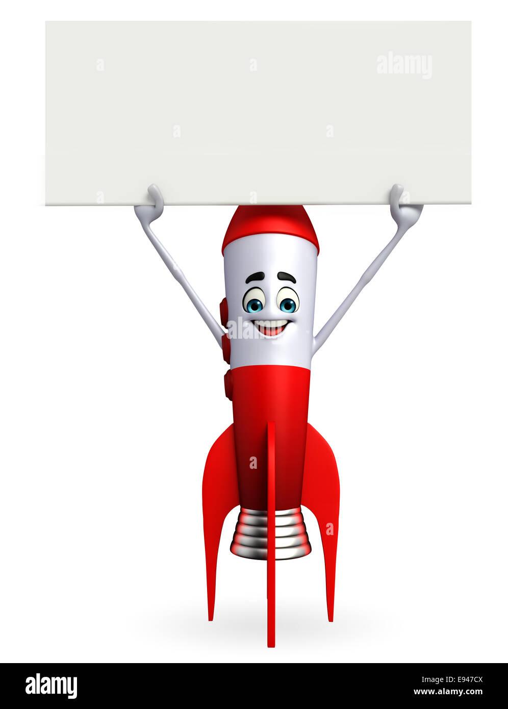 Cartoon character of rocket with sign Stock Photo - Alamy