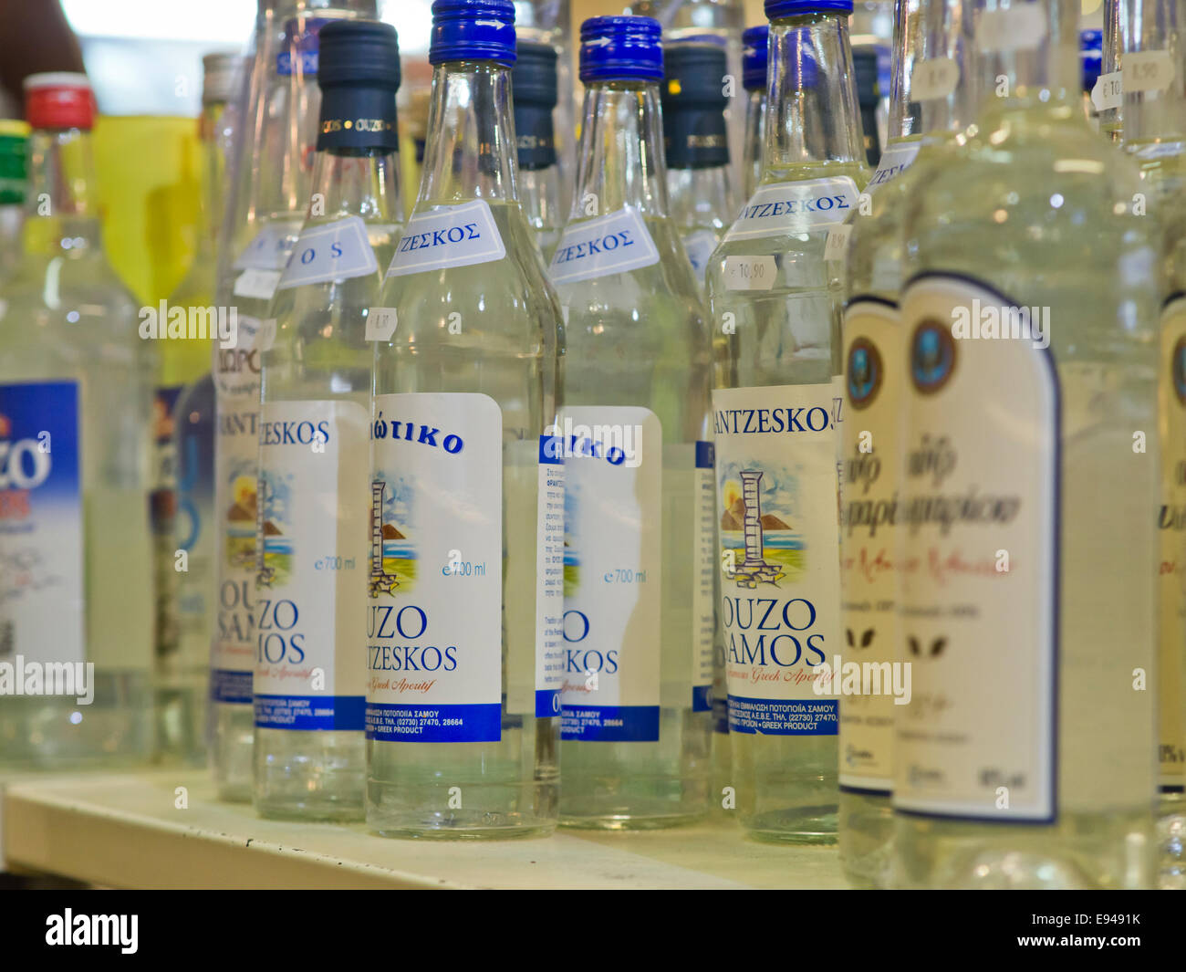 Traditional Greek liquor, ouzo, with aniseed taste, here a variety