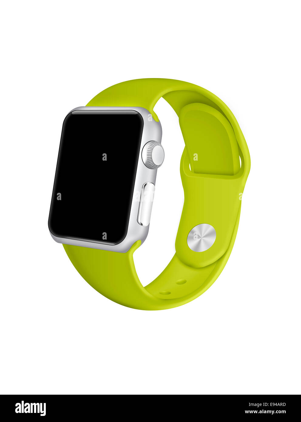 Apple watch sport green band (with black blank screen), white background  Stock Photo - Alamy