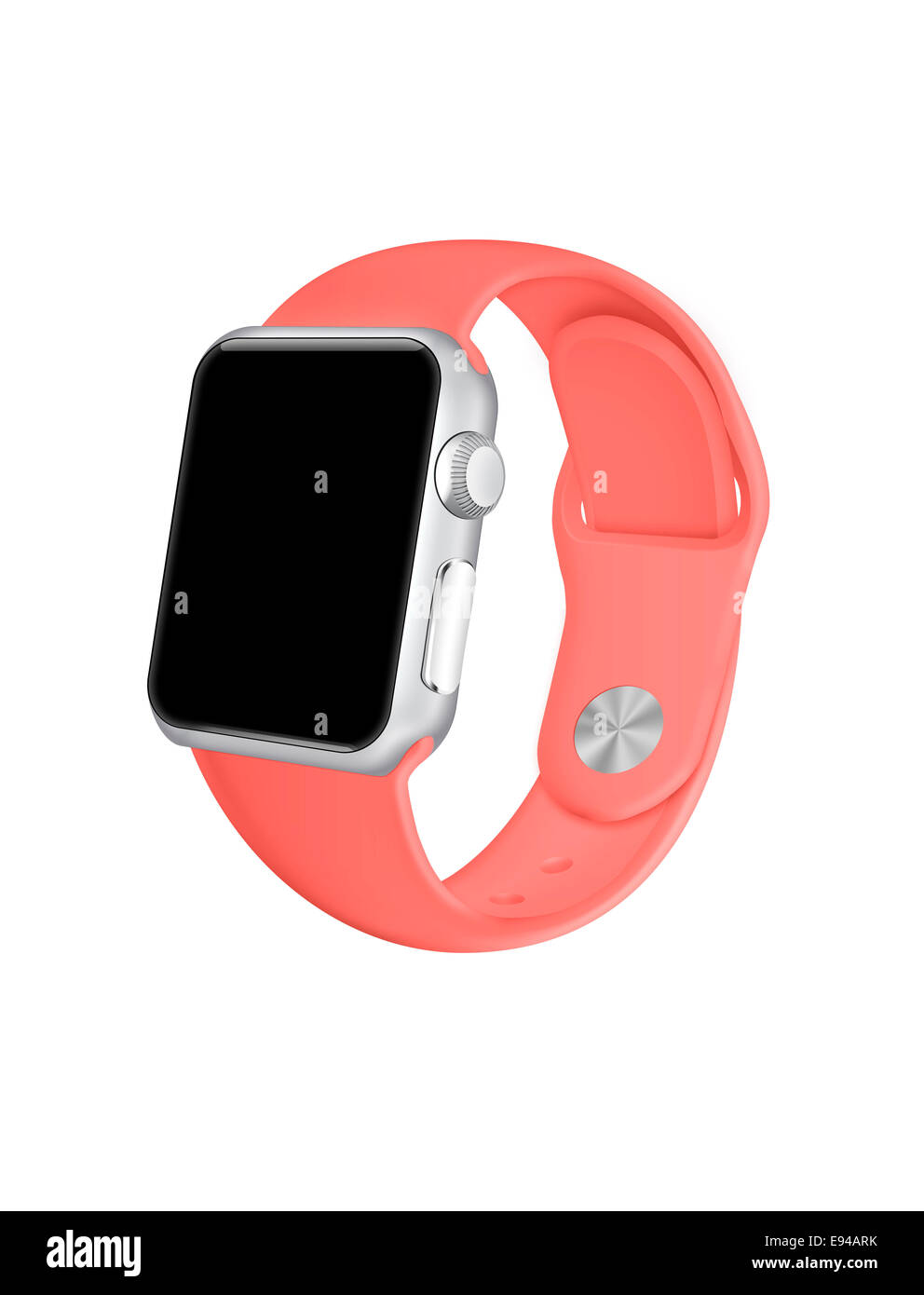 Apple watch sport pink band with black blank screen, digitally generated  artwork Stock Photo - Alamy