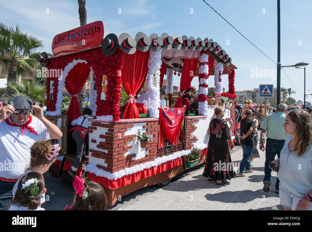 Decorated Floats With Fiesta Participants Stock Photo