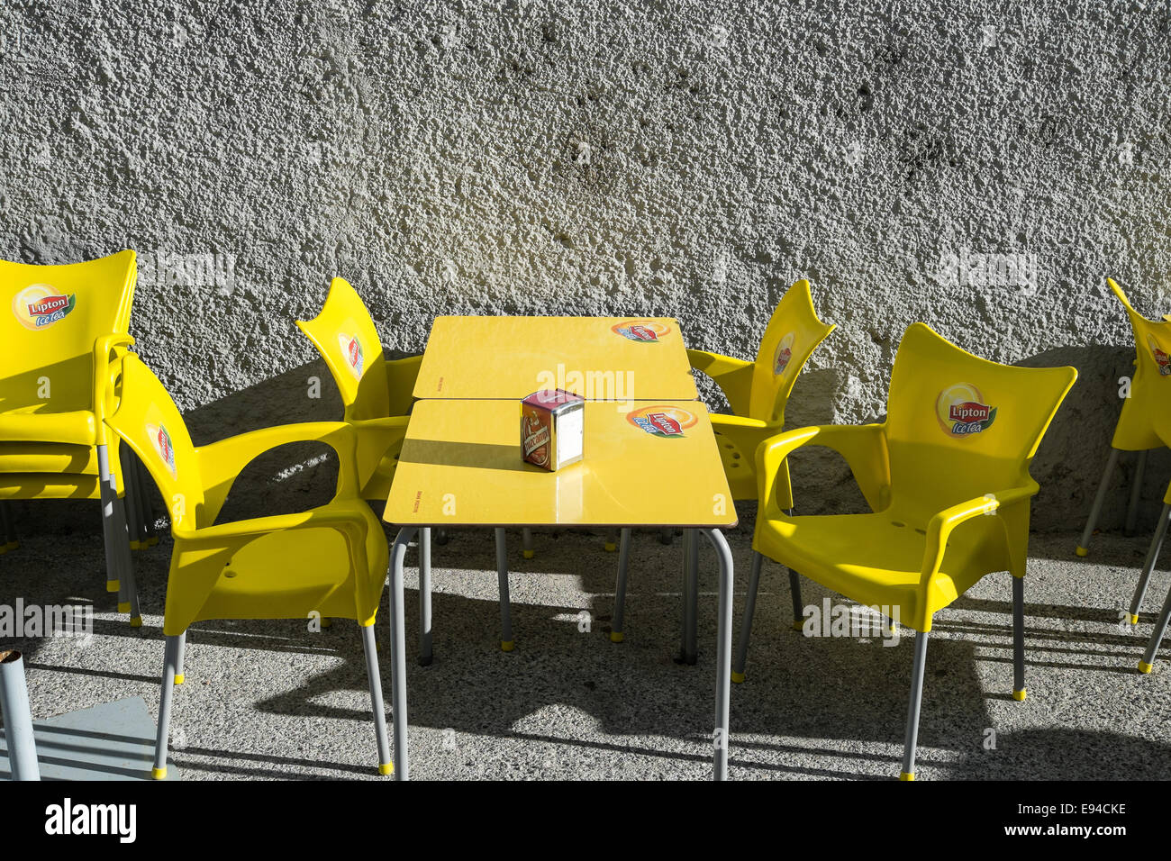 Yellow Tables and Chairs Stock Photo Alamy