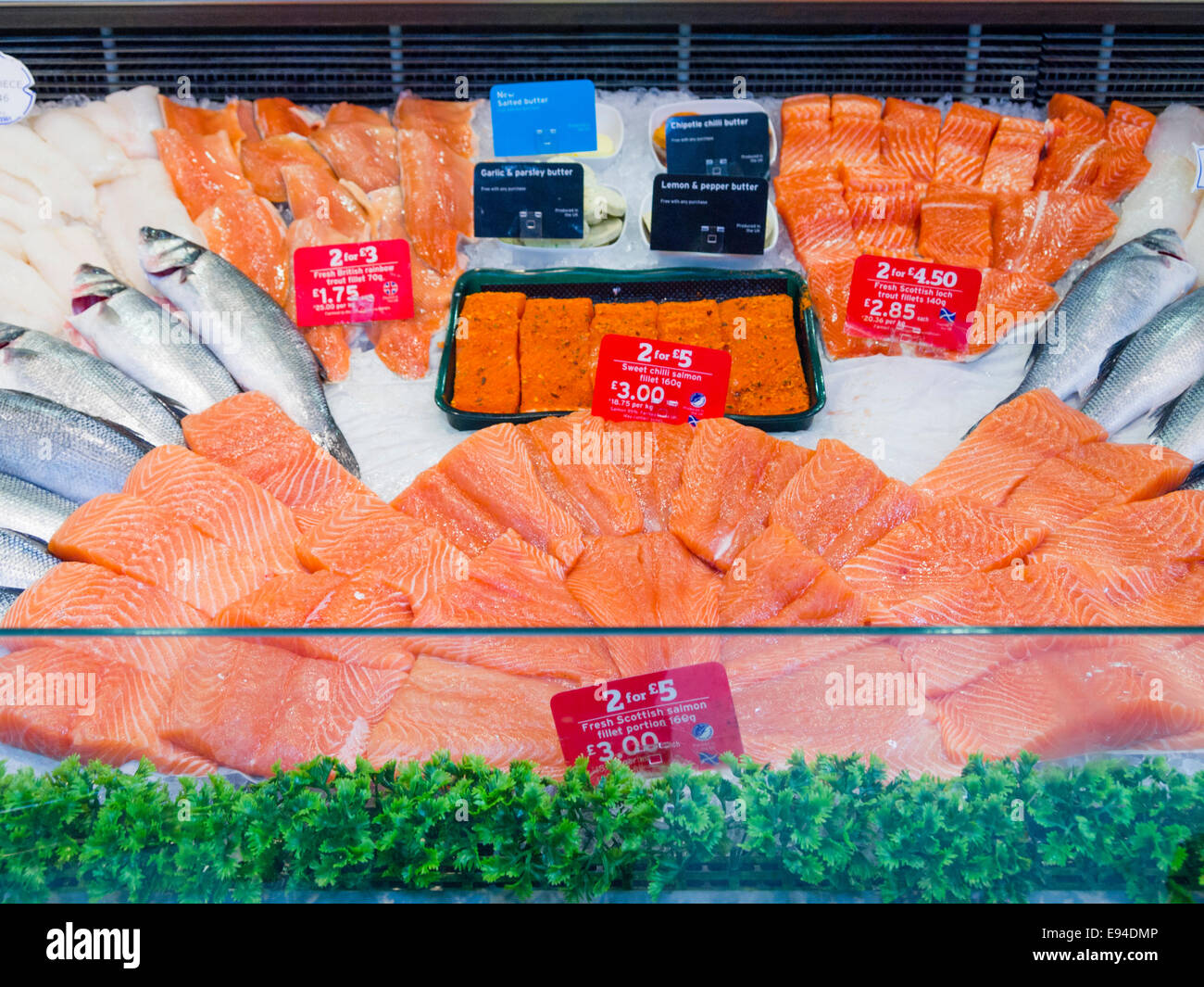 Sainsburys supermarket fish counter, England, UK Stock Photo Alamy