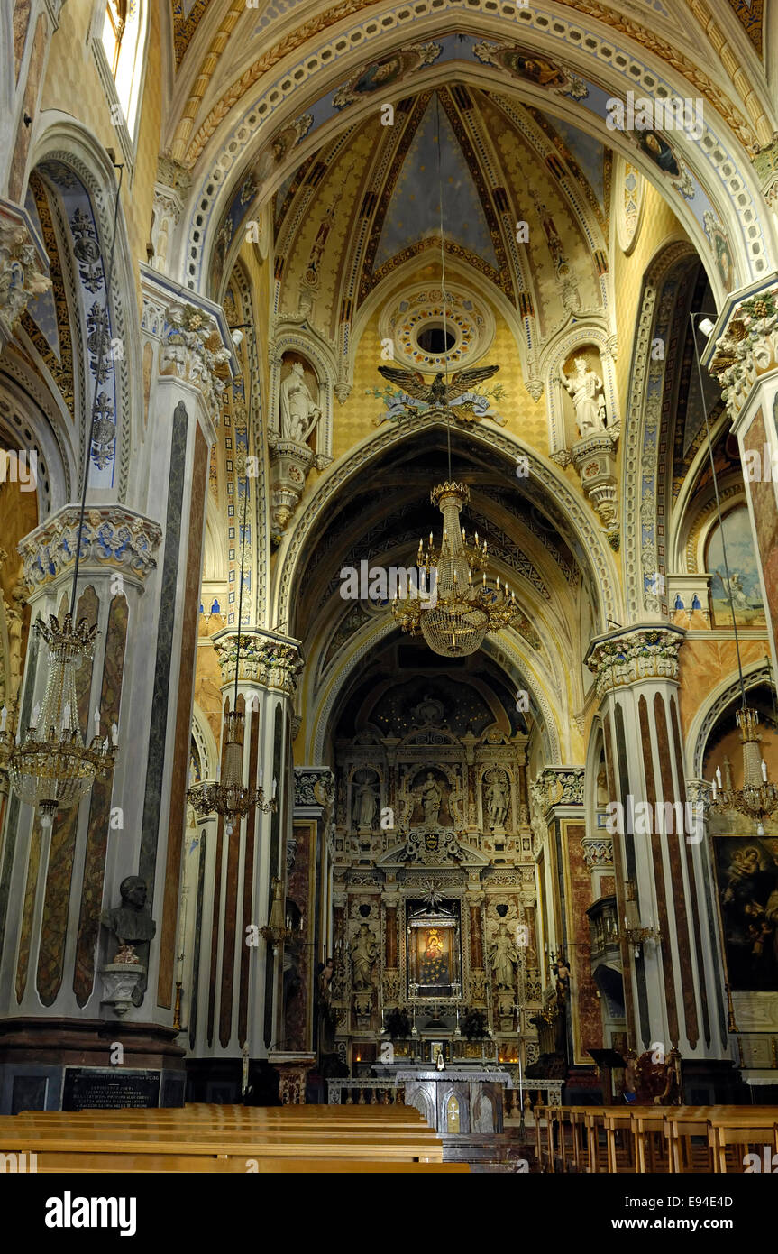 the nave of Sanctuary of Maria Santissima, Custonaci, Sicily Stock Photo