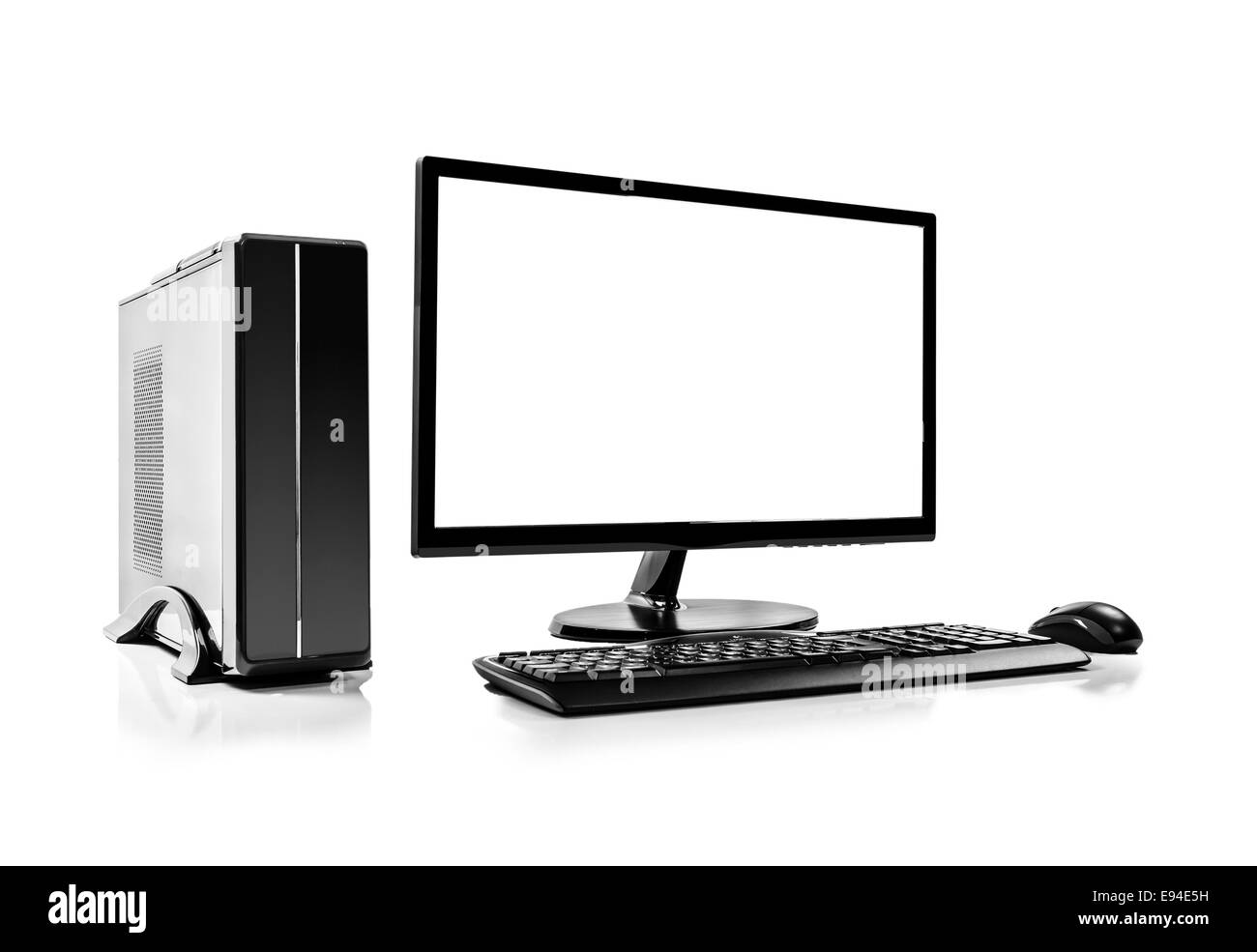Desktop computer and keyboard and mouse on white Stock Photo - Alamy