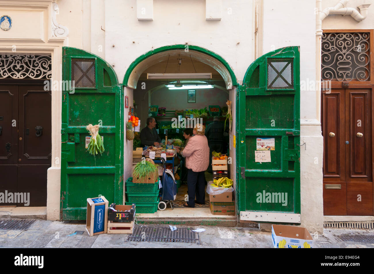 A greengrocers in Valletta, the capital of Malta and the European Capital of Culture for 2018 Stock Photo