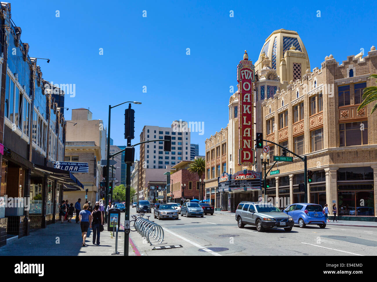 Fox Theater on Telegraph Avenue looking towards downtown, Oakland, Alameda County, California, USA Stock Photo