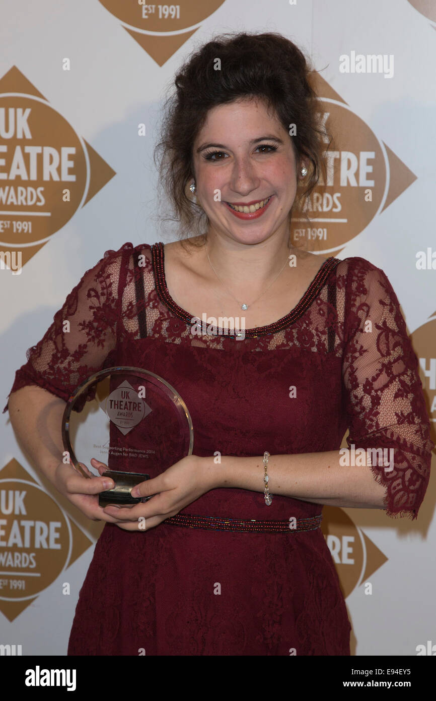 UK Theatre Awards 2014, Actress Jenny Augen, winner of Best Supporting Performance for Bad Jews Stock Photo