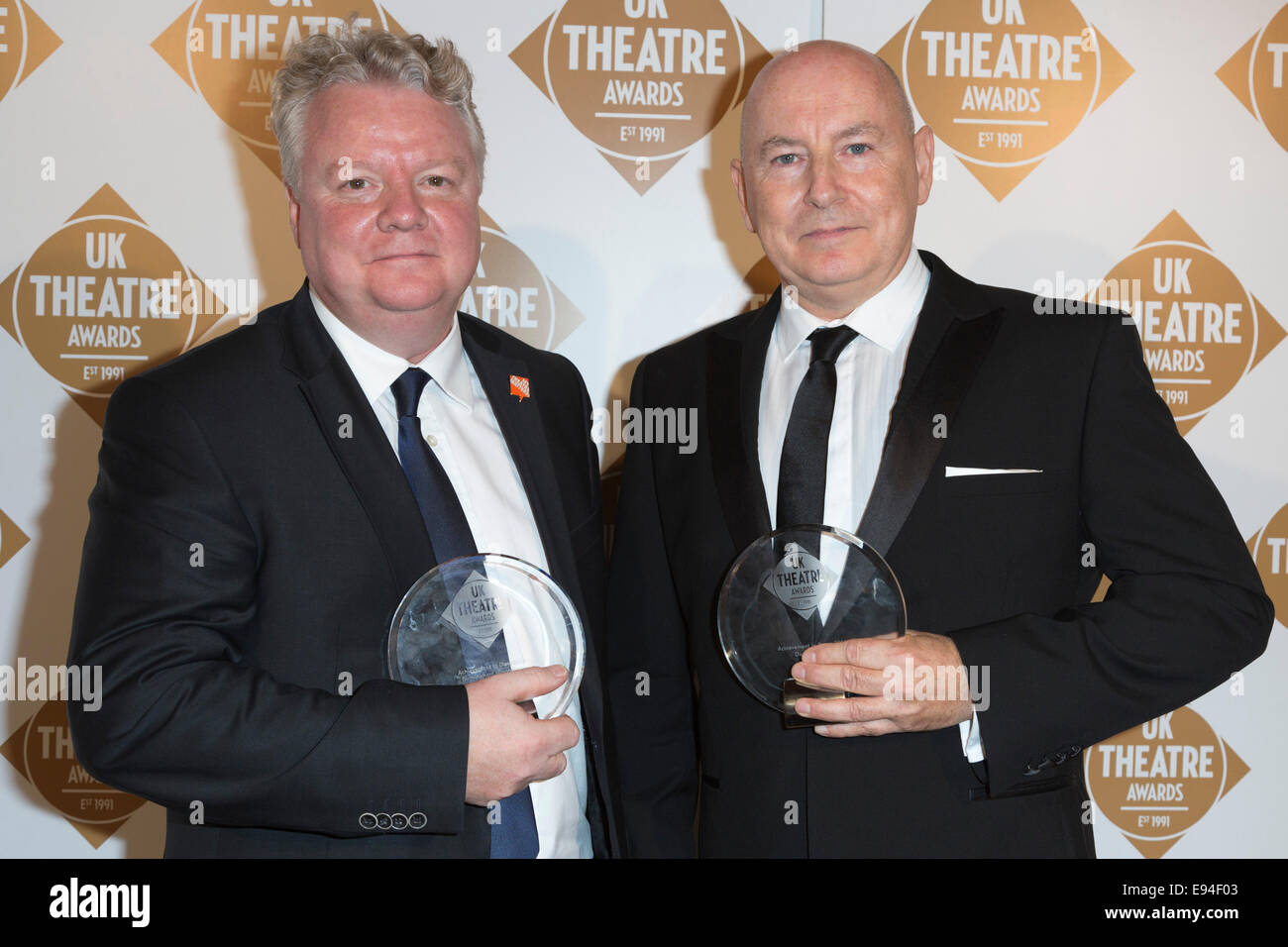 UK Theatre Awards 2014, Stuart Griffith (Birmingham Hippodrome) and David Massingham (DanceXchange) Stock Photo