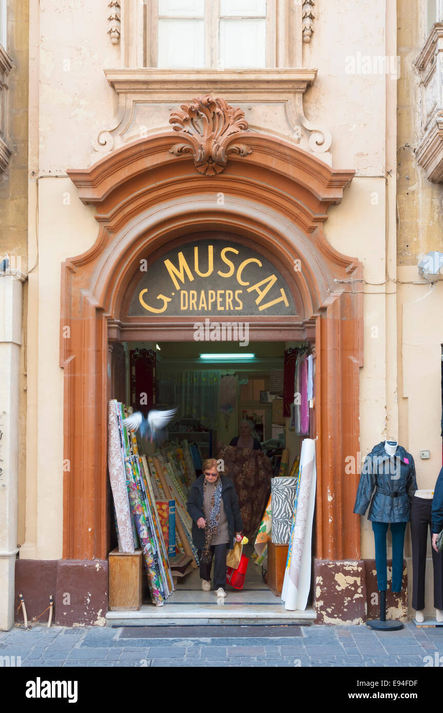 A view of a Drapers Shop in Valletta, the capital of Malta and the European Capital of Culture for 2018 Stock Photo
