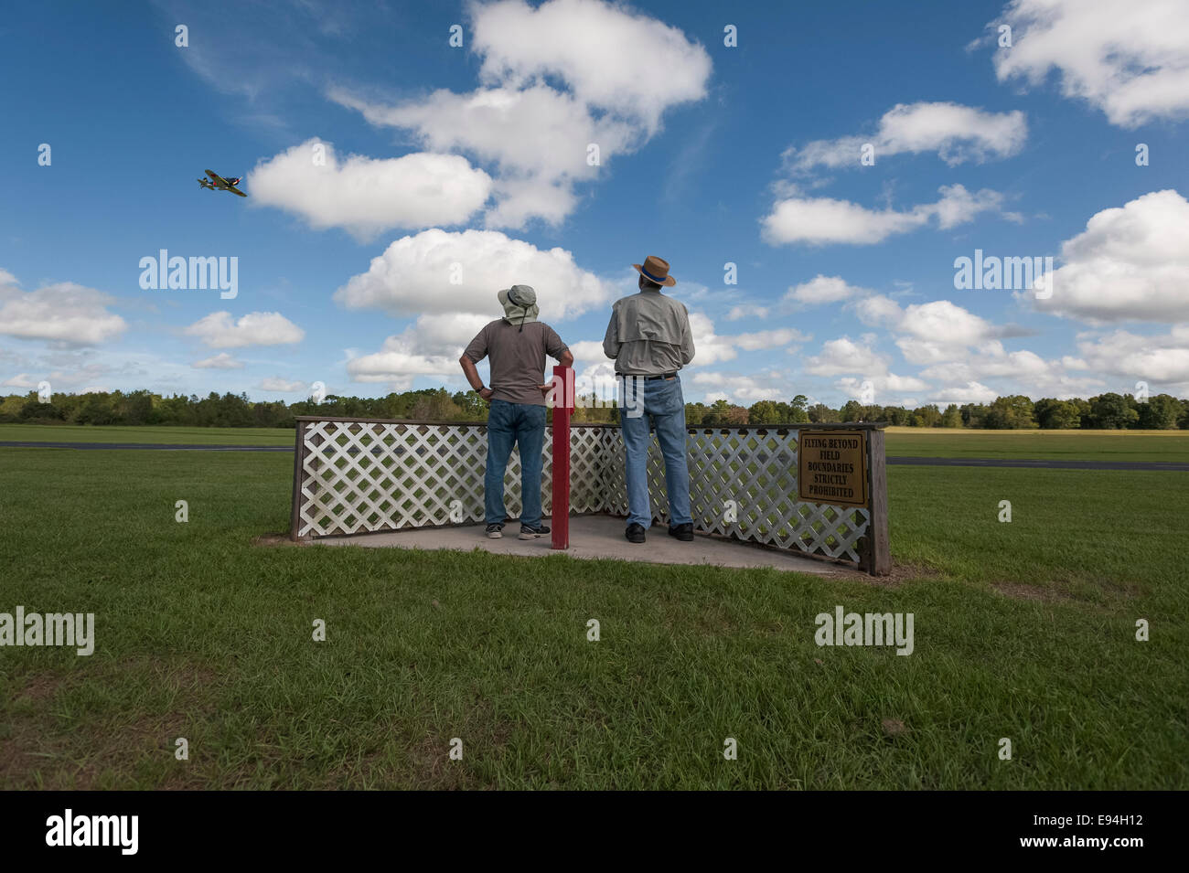 Men flying radio controlled airplanes at the Ocala, Florida model Airplane Club Stock Photo Alamy