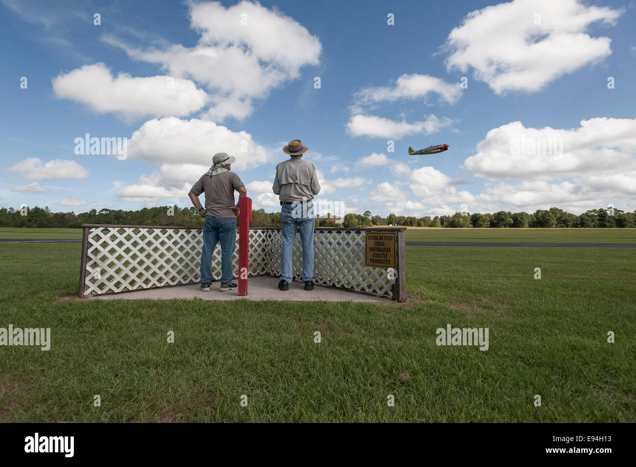Men flying radio controlled airplanes at the Ocala, Florida model Airplane Club Stock Photo Alamy