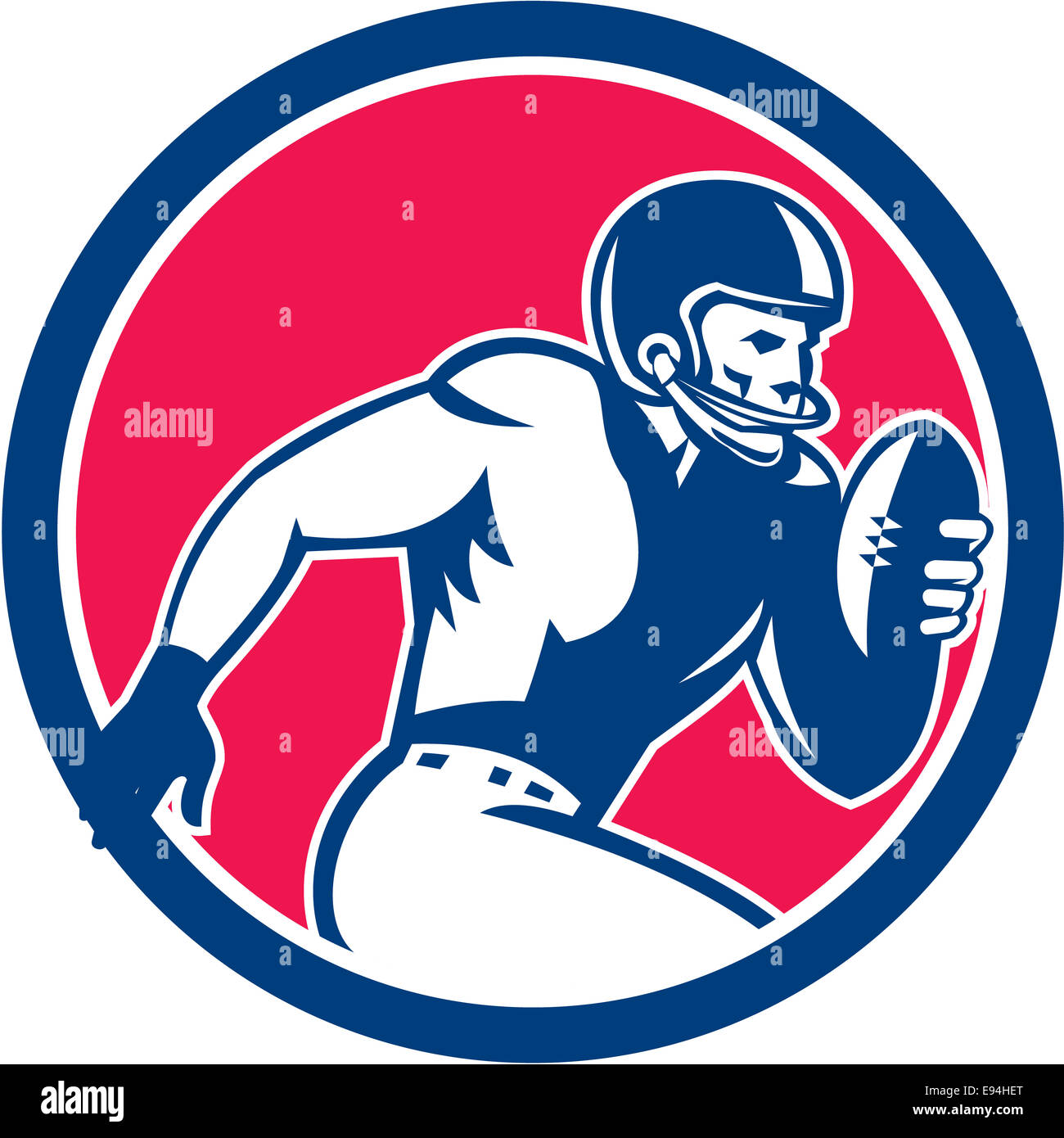 Illustration of an american football gridiron player holding ball