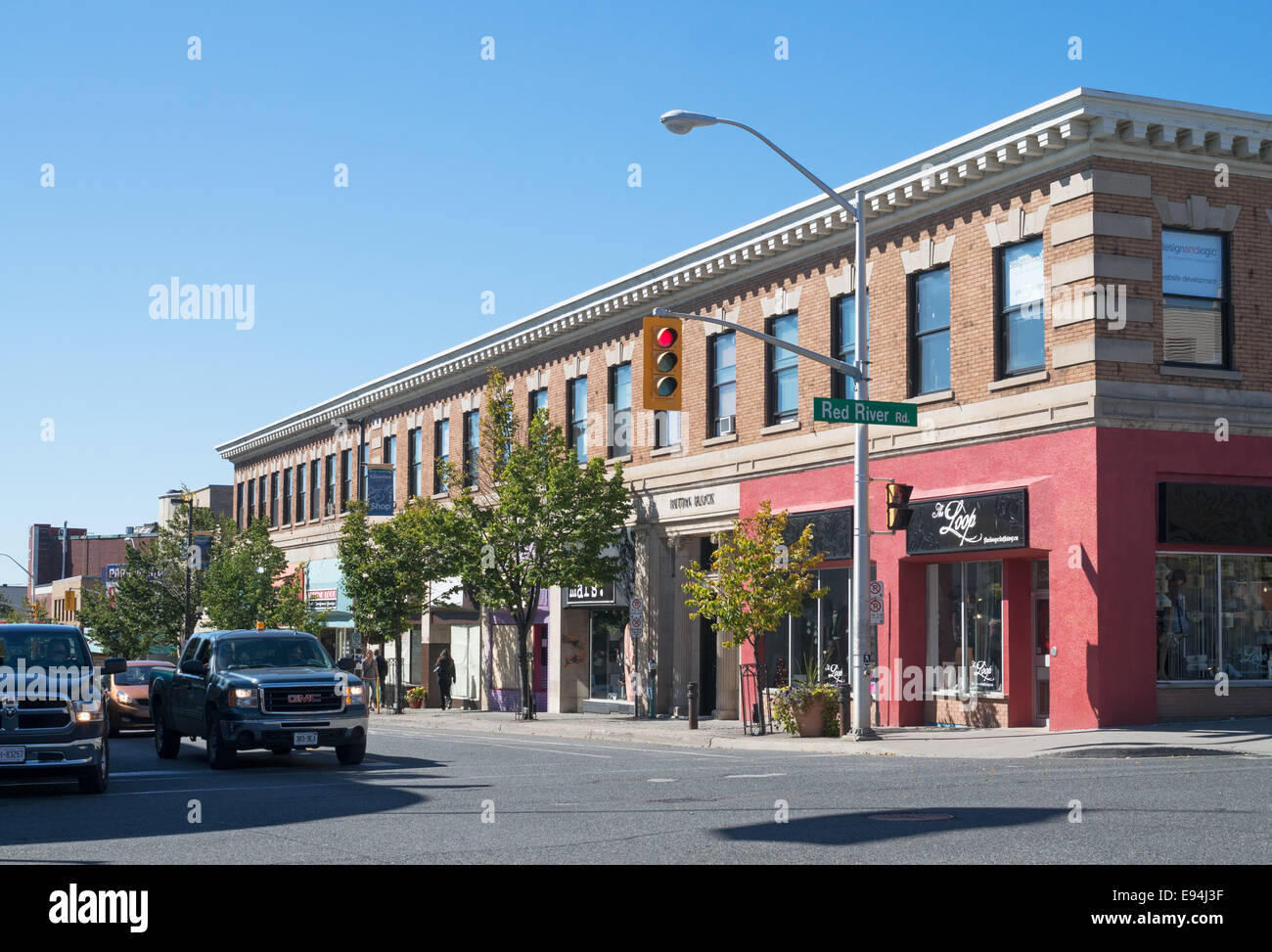 Historic buildings of the Ruttan Block on Court Street, Thunder Bay town centre, Ontario, Canada Stock Photo