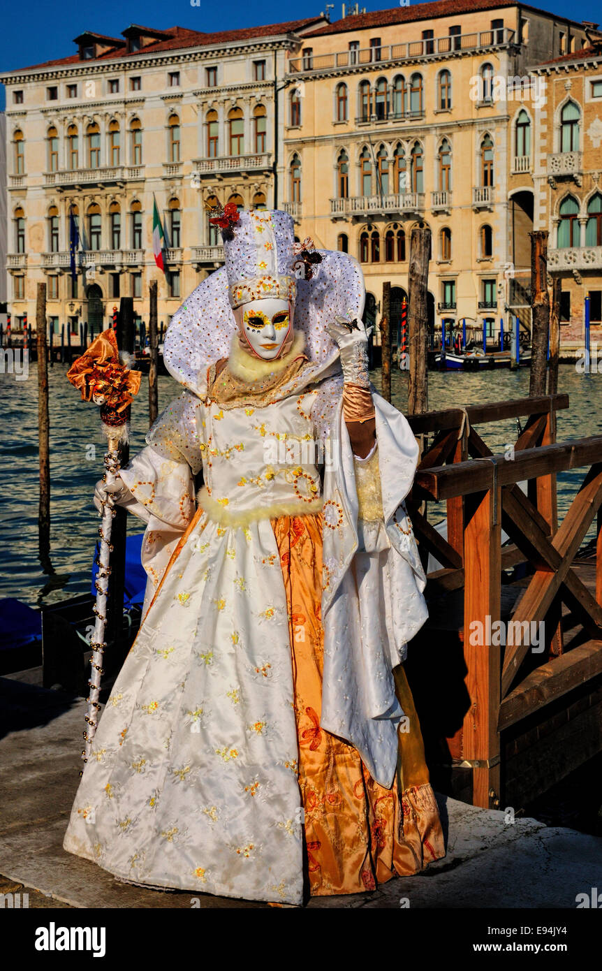 Maschere bianche con i pennacchi e un serpente durante il Carnevale di  Venezia Foto stock - Alamy