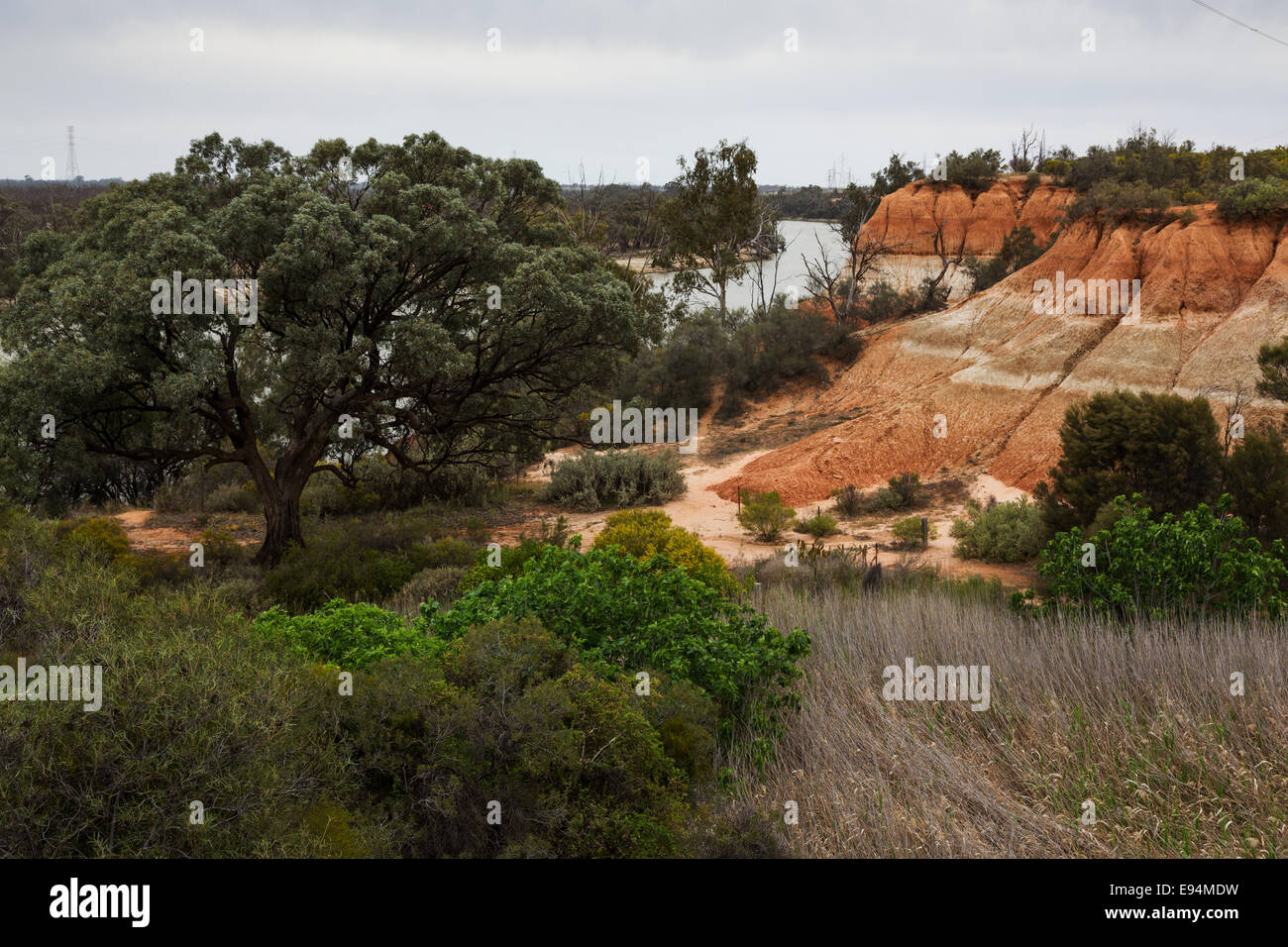 Cliffs found near the Victorian country town of Red Cliffs, which is part of the Mallee District of Victoria in Australia. Stock Photo