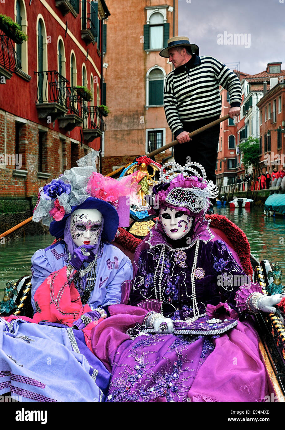 Venice Carnivale  February 2014 Gondola Ride Stock Photo