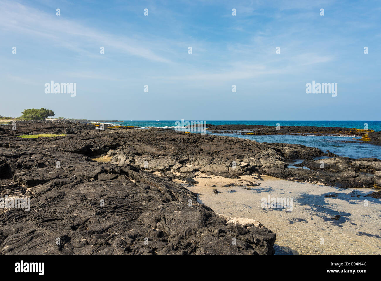 Lava rock beach in Kailua Kona, Hawaii Stock Photo