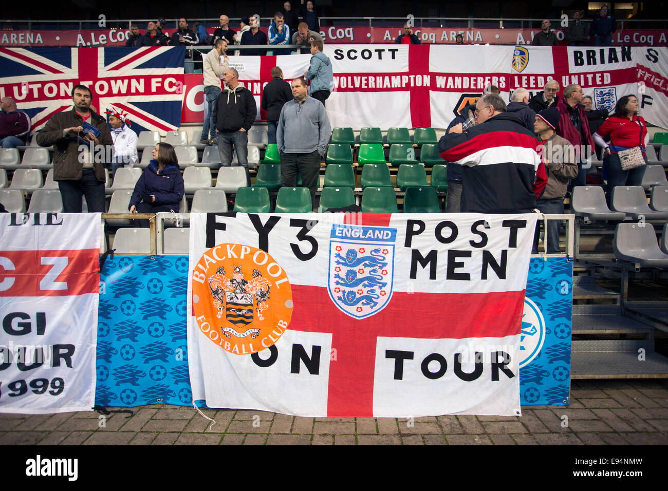 Tallinn Uk 12th Oct 2014 England Fans Display Banners