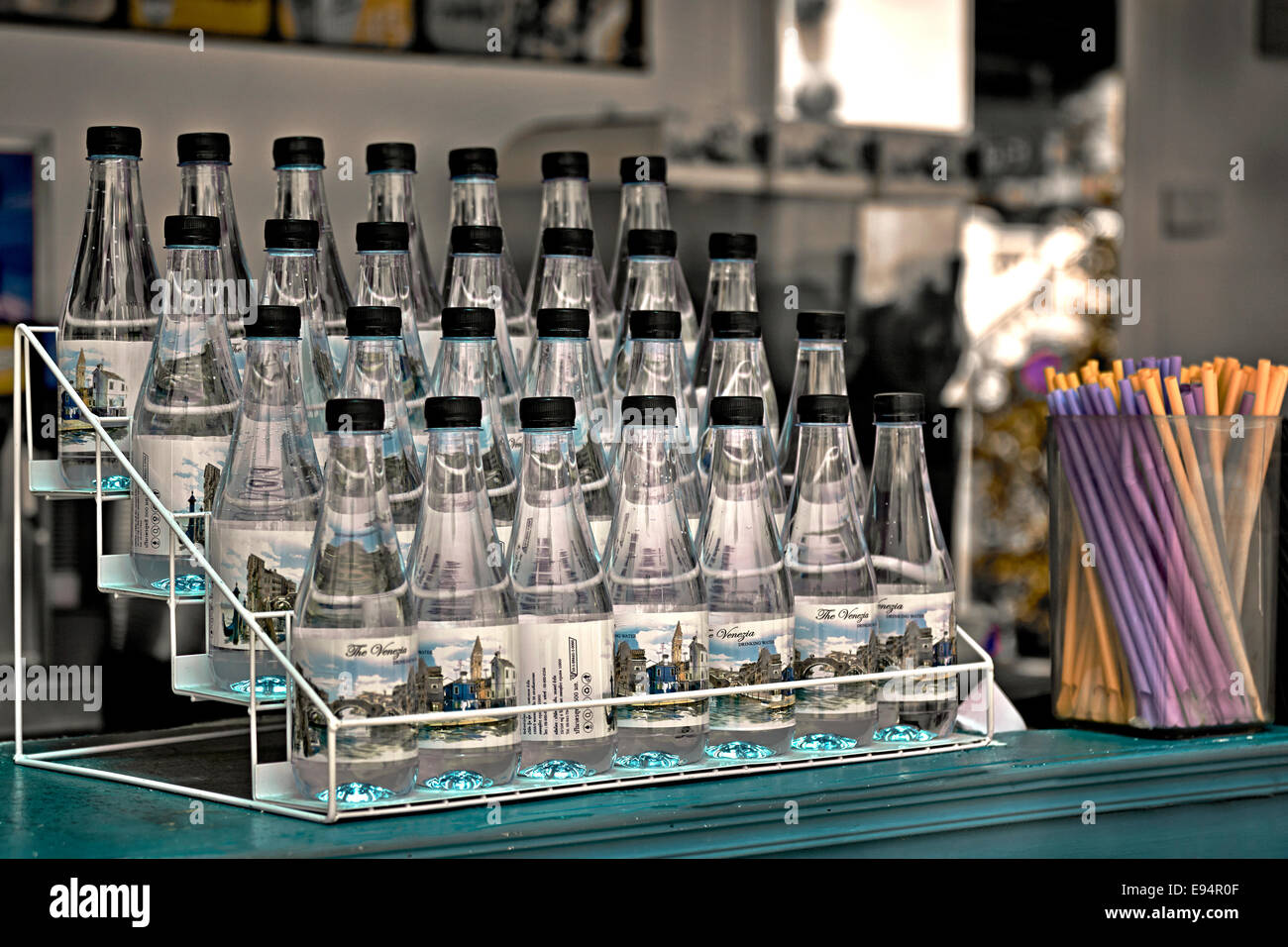 Bottled water for sale. Stock Photo