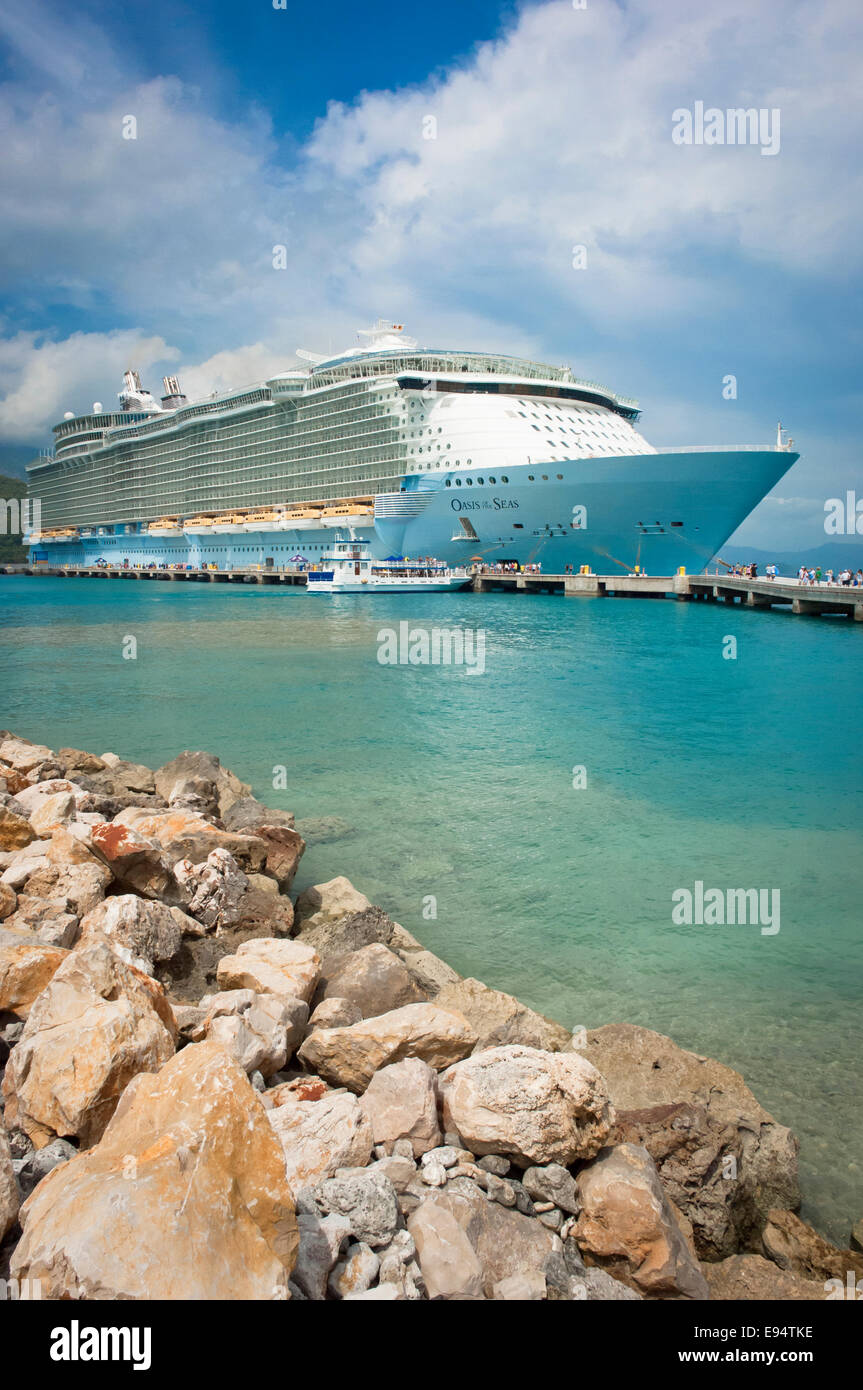 Royal Carribean's Oasis of the Seas docked at Labadee, Haiti Stock Photo